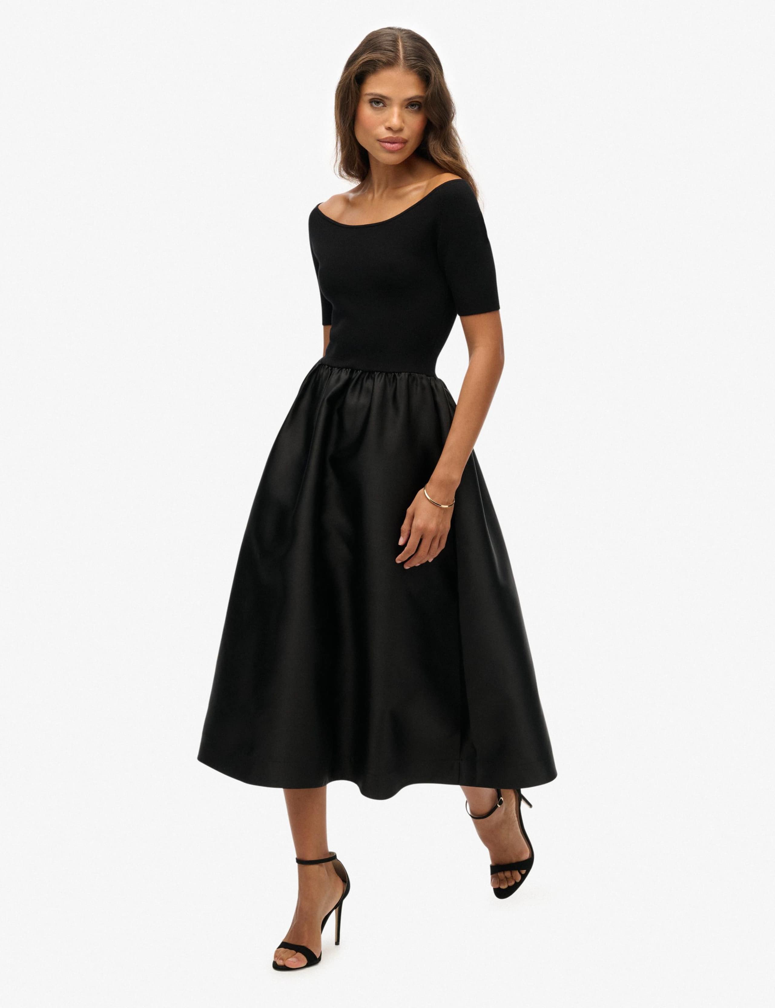 Contrast Texture Midi Relaxed Waisted Dress 8 of 8