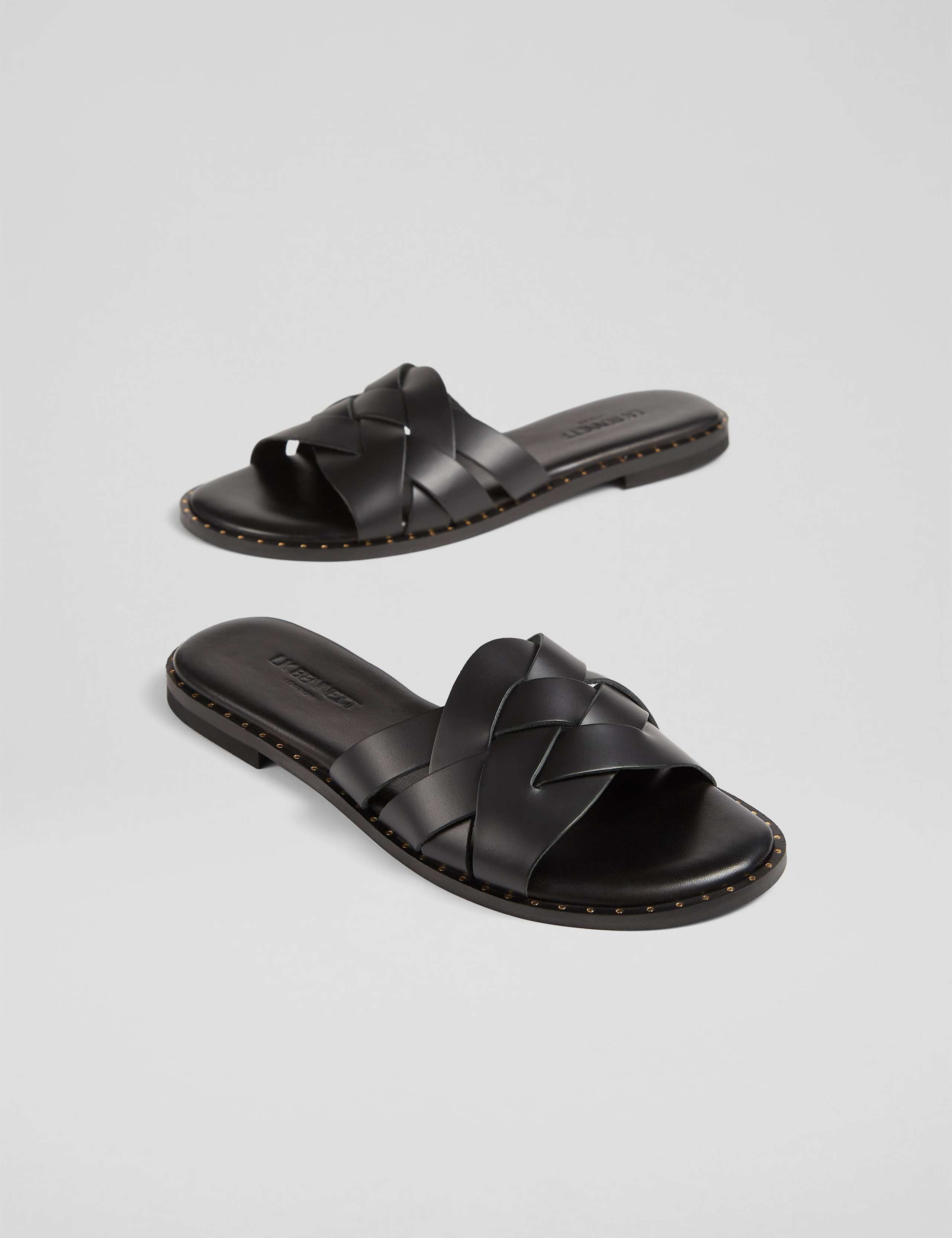 Leather Plaited Sliders 2 of 4