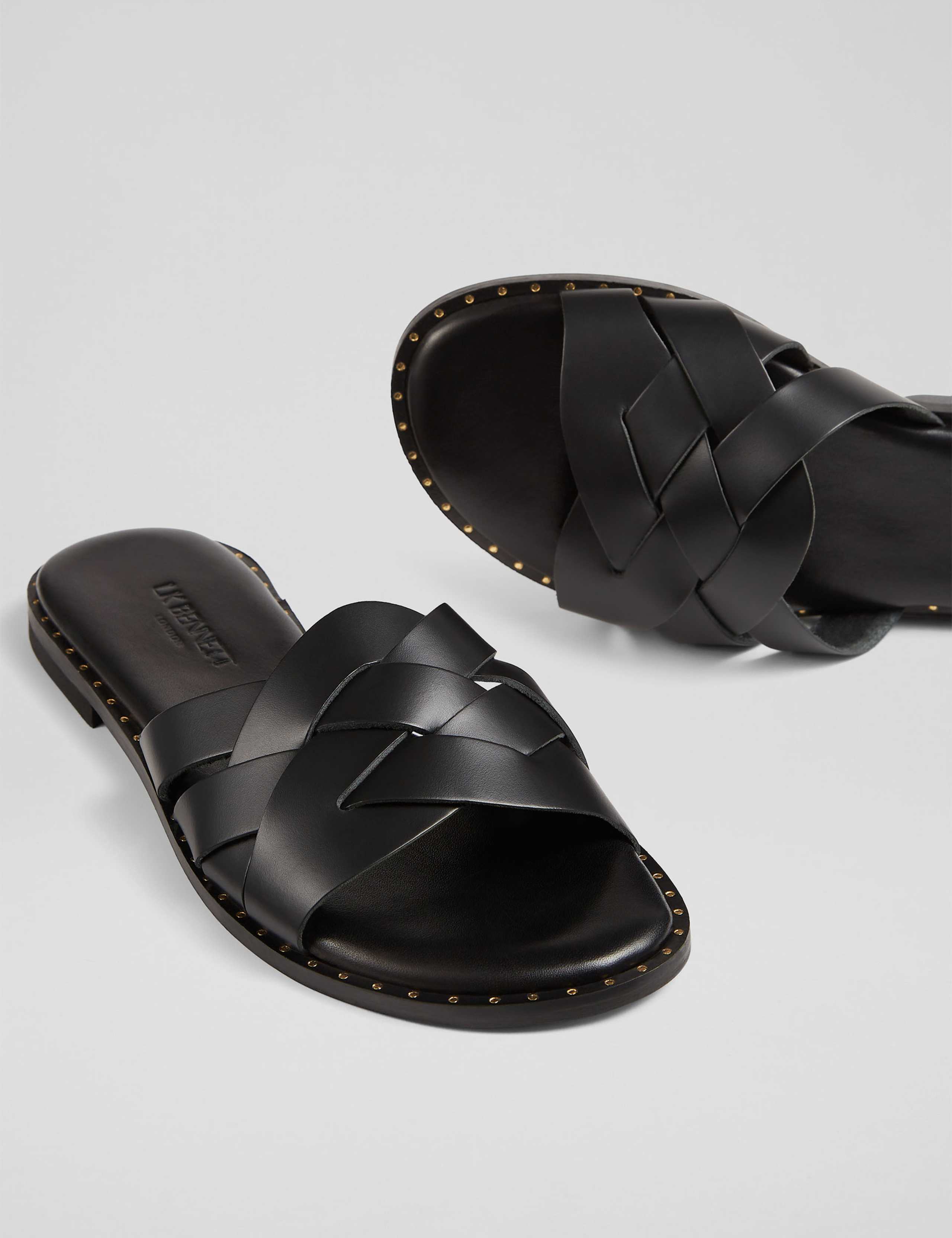 Leather Plaited Sliders 3 of 4