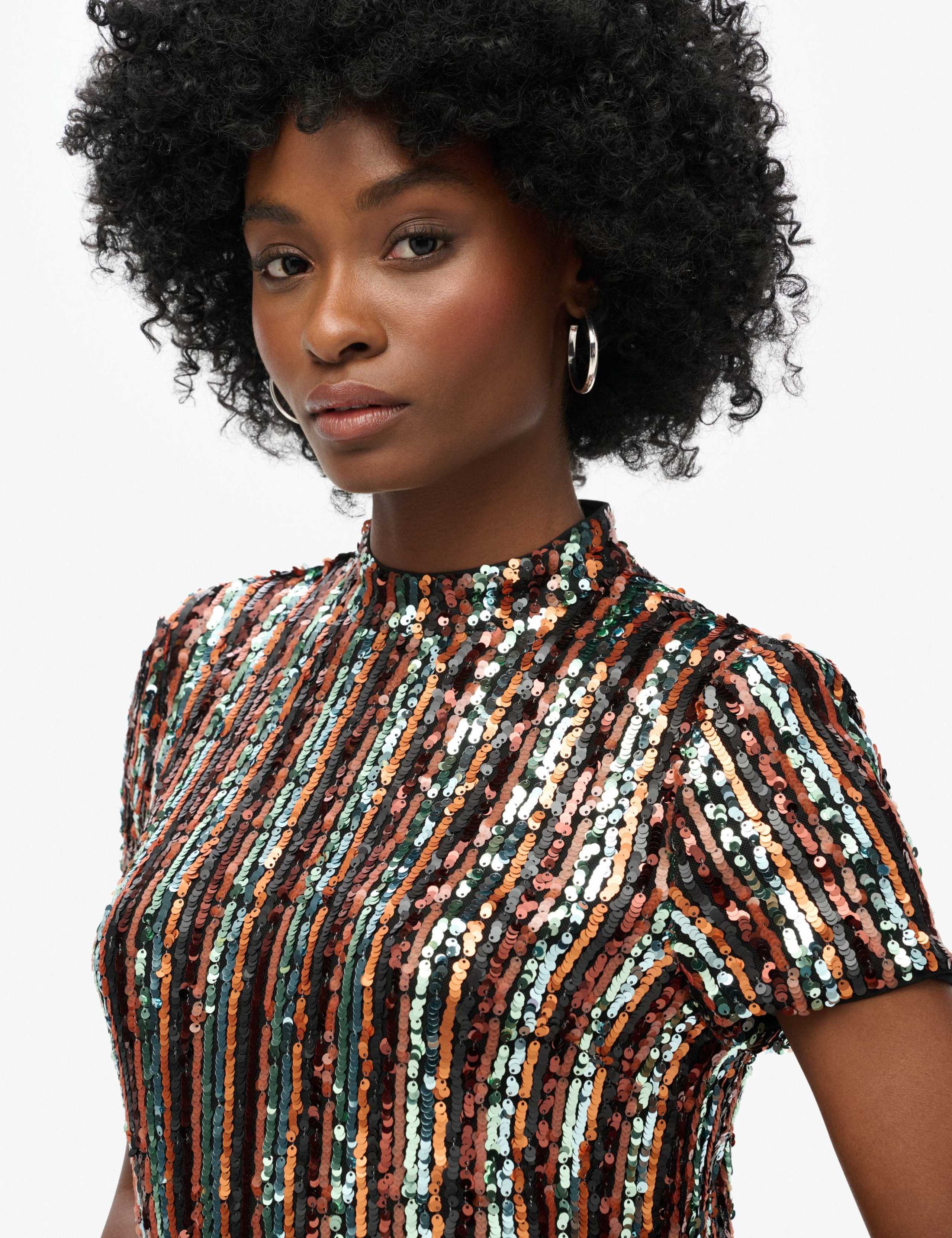 Sequin Mini Relaxed T-Shirt Dress 3 of 7