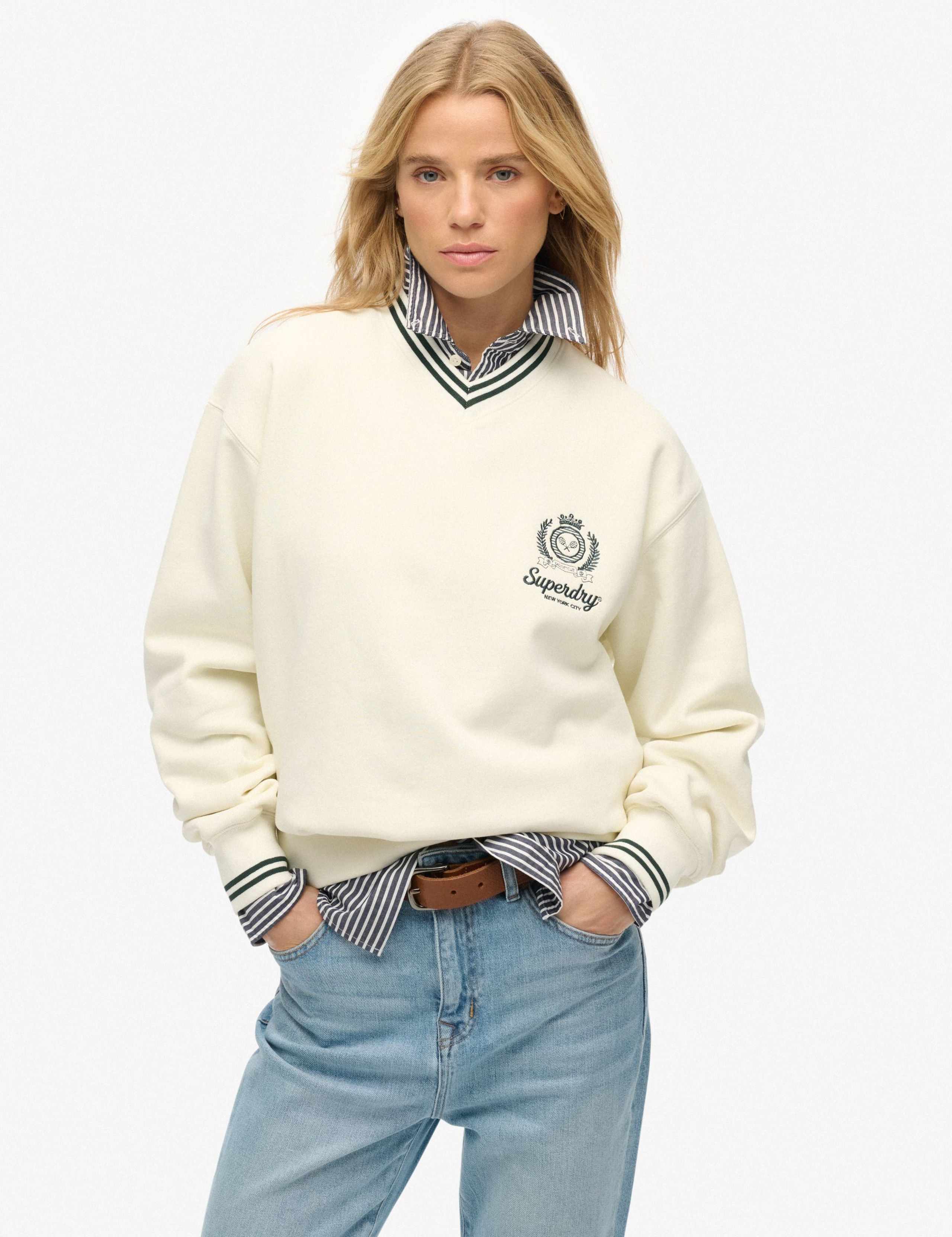 Cotton Rich V-Neck Oversized Sweatshirt 2 of 7