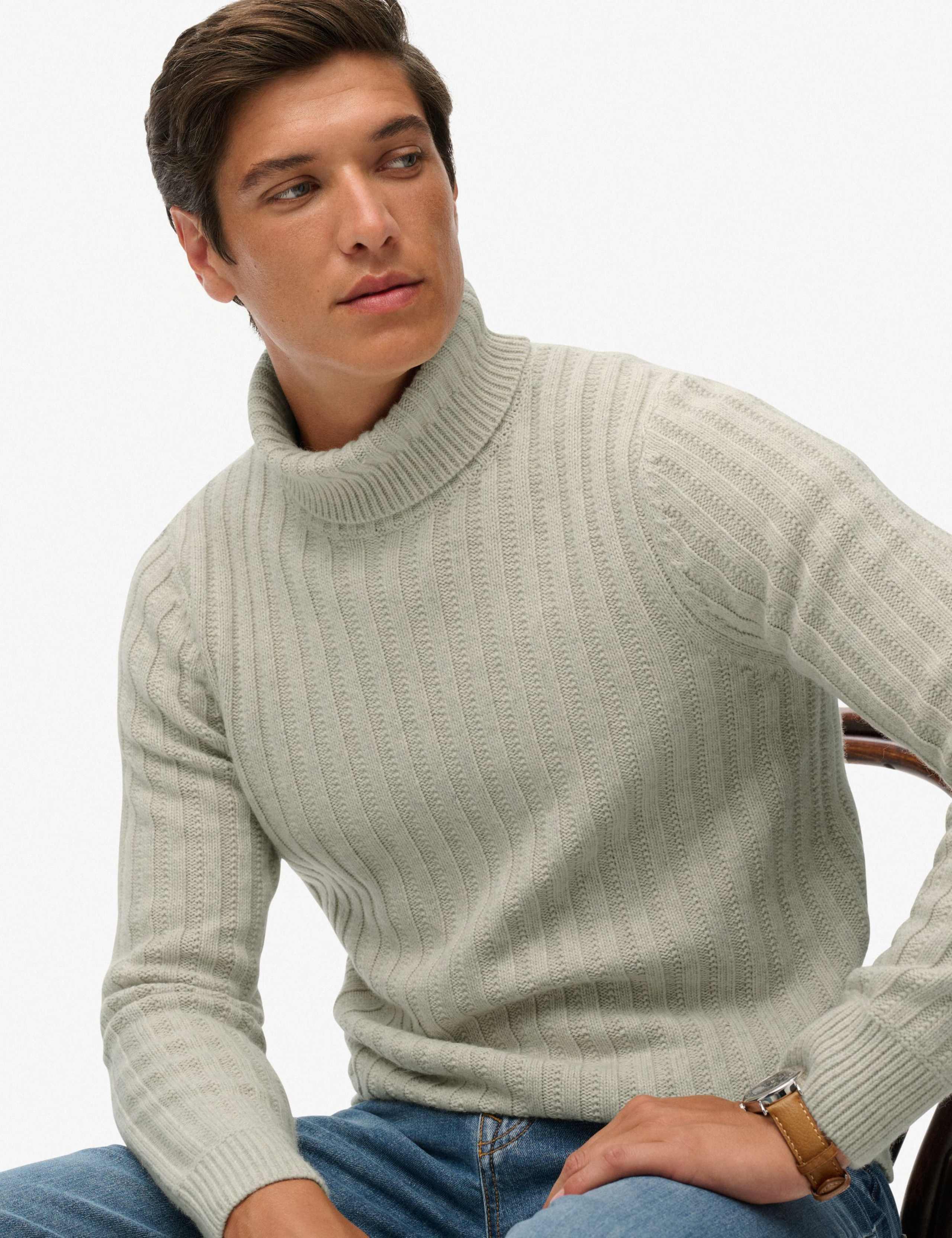 Wool Blend Ribbed Roll Neck Jumper 4 of 6