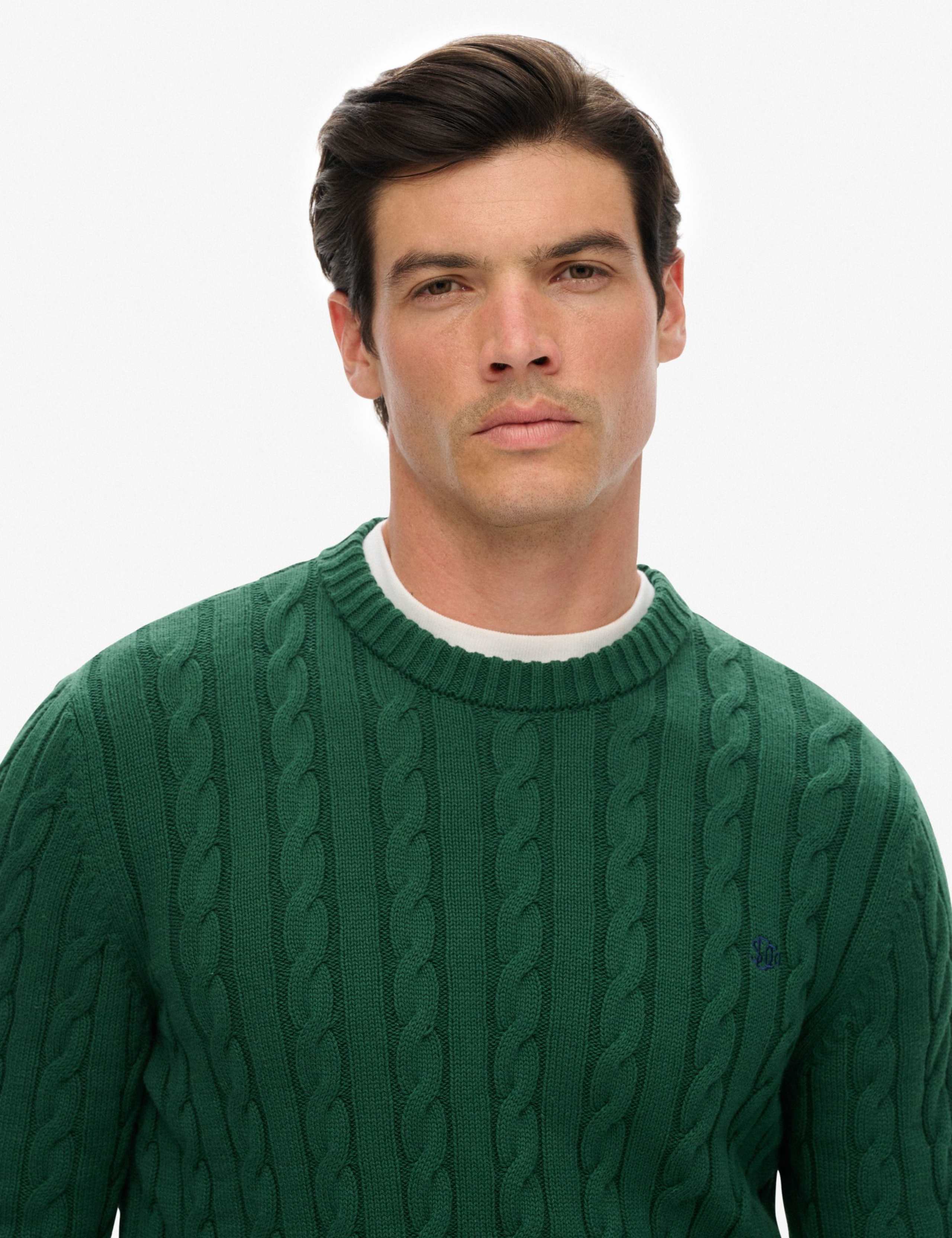 Pure Cotton Cable Knit Crew Neck Jumper 3 of 6