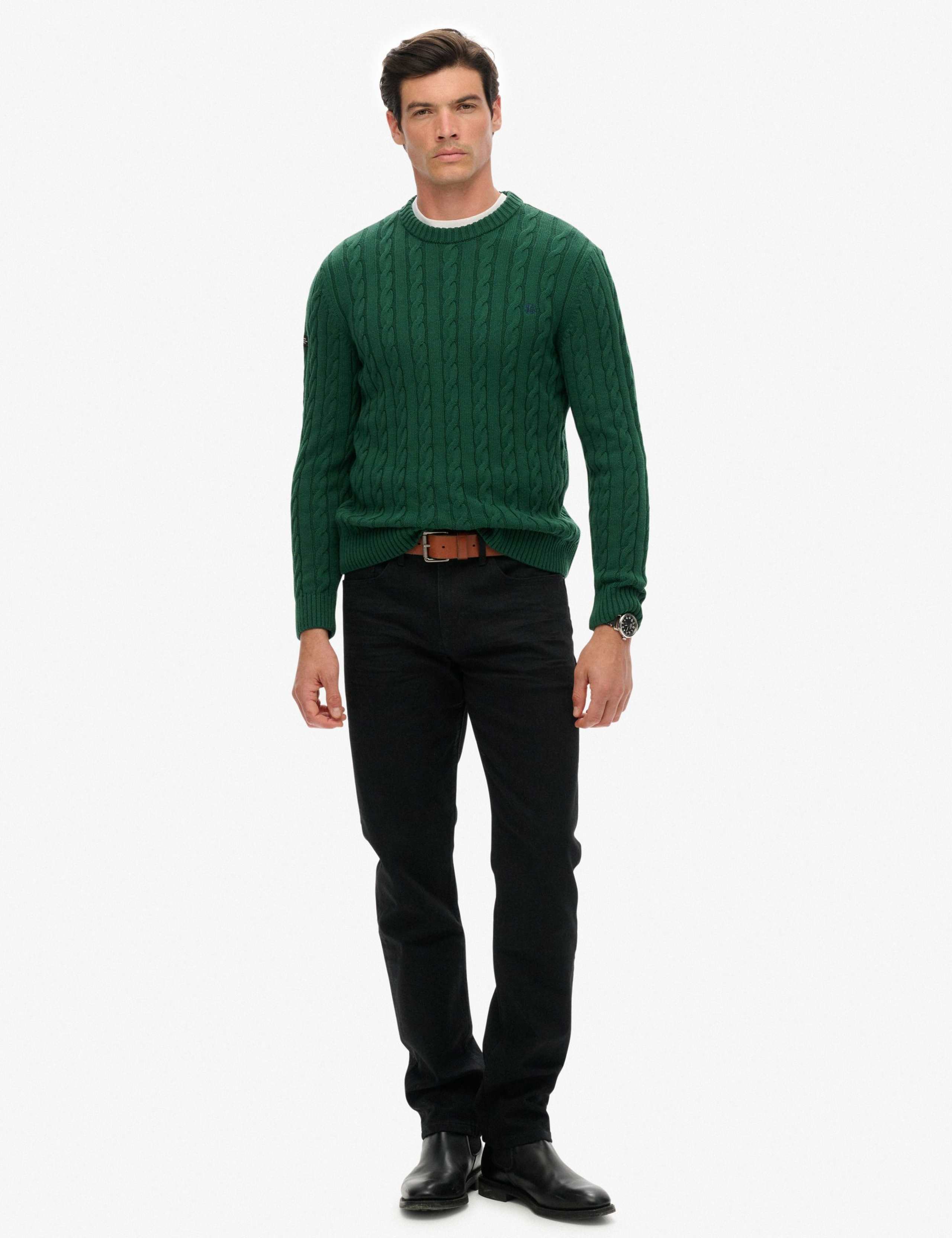 Pure Cotton Cable Knit Crew Neck Jumper 5 of 6