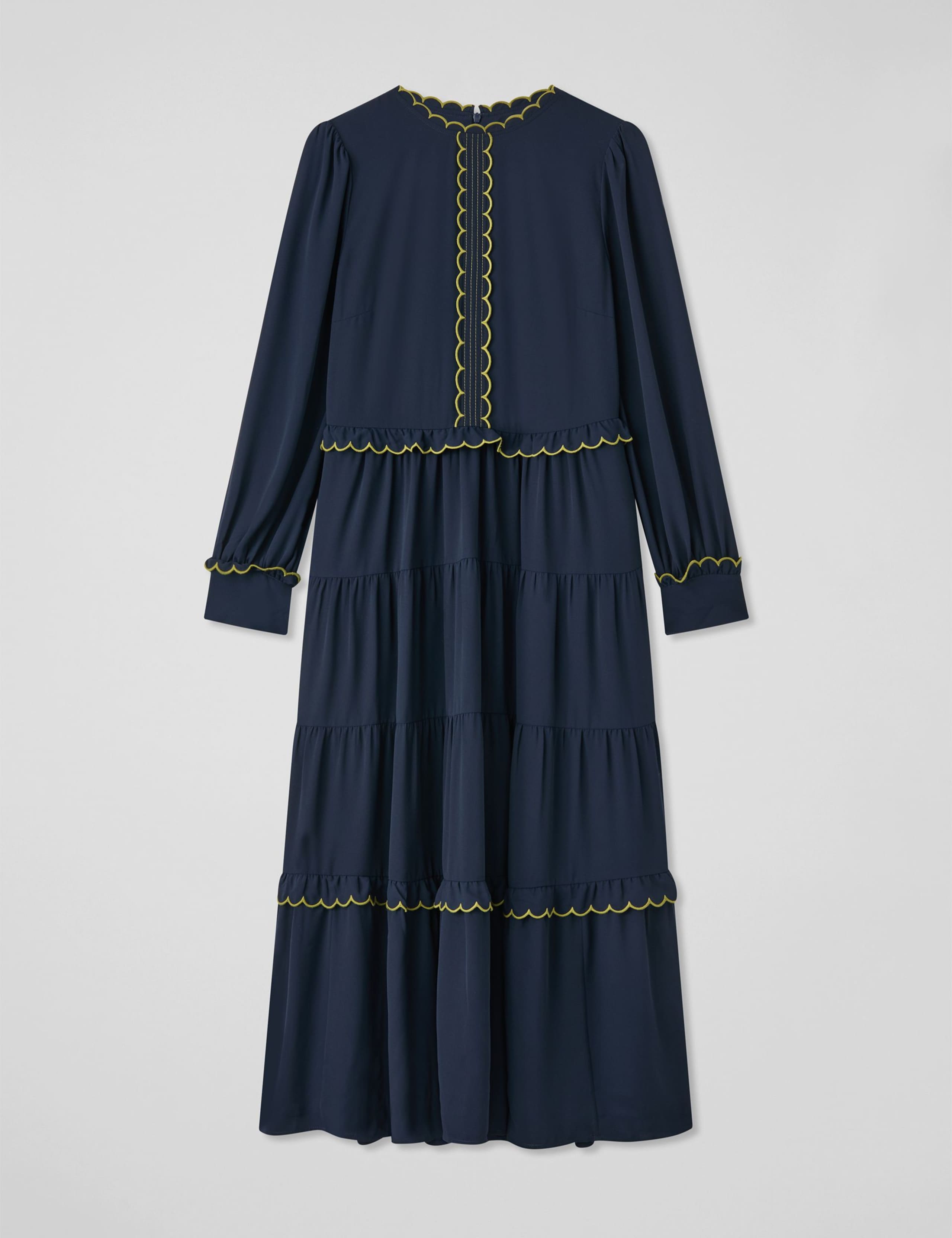 Crew Neck Scallop Detail Midi Tiered Dress 2 of 4