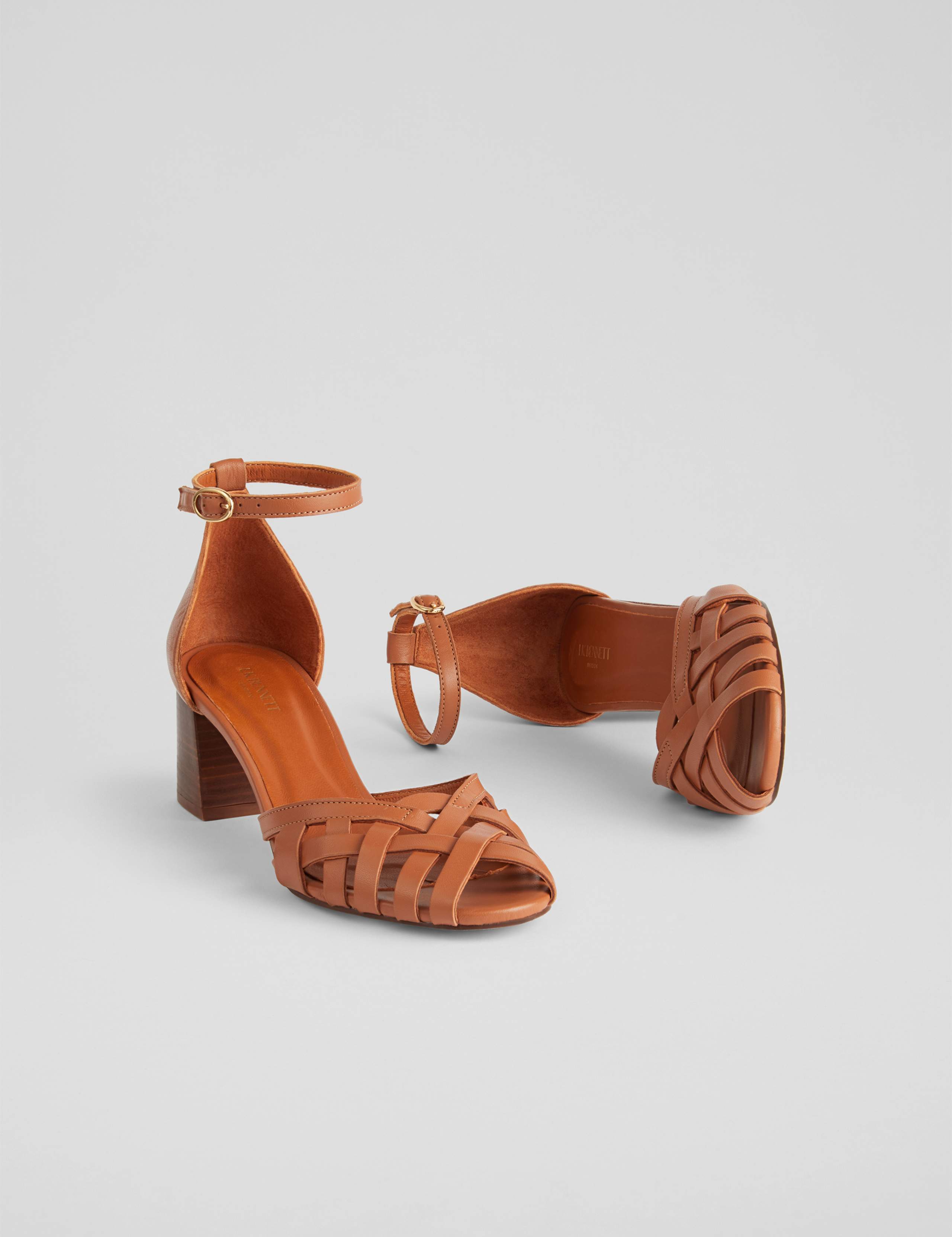 Leather Ankle Strap Block Heel Sandals 3 of 4