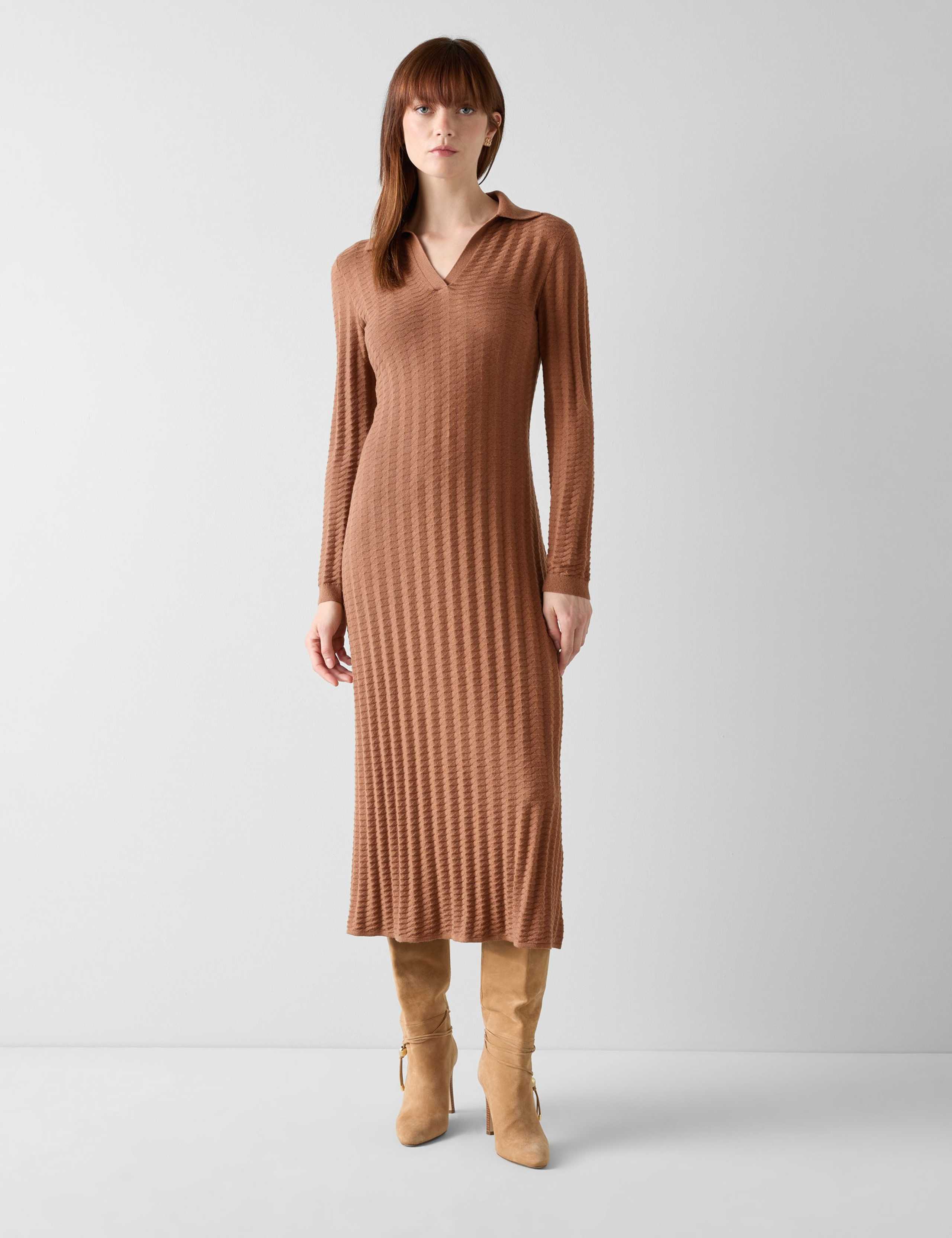 Cotton Rich Textured Midi Jumper Dress 1 of 3