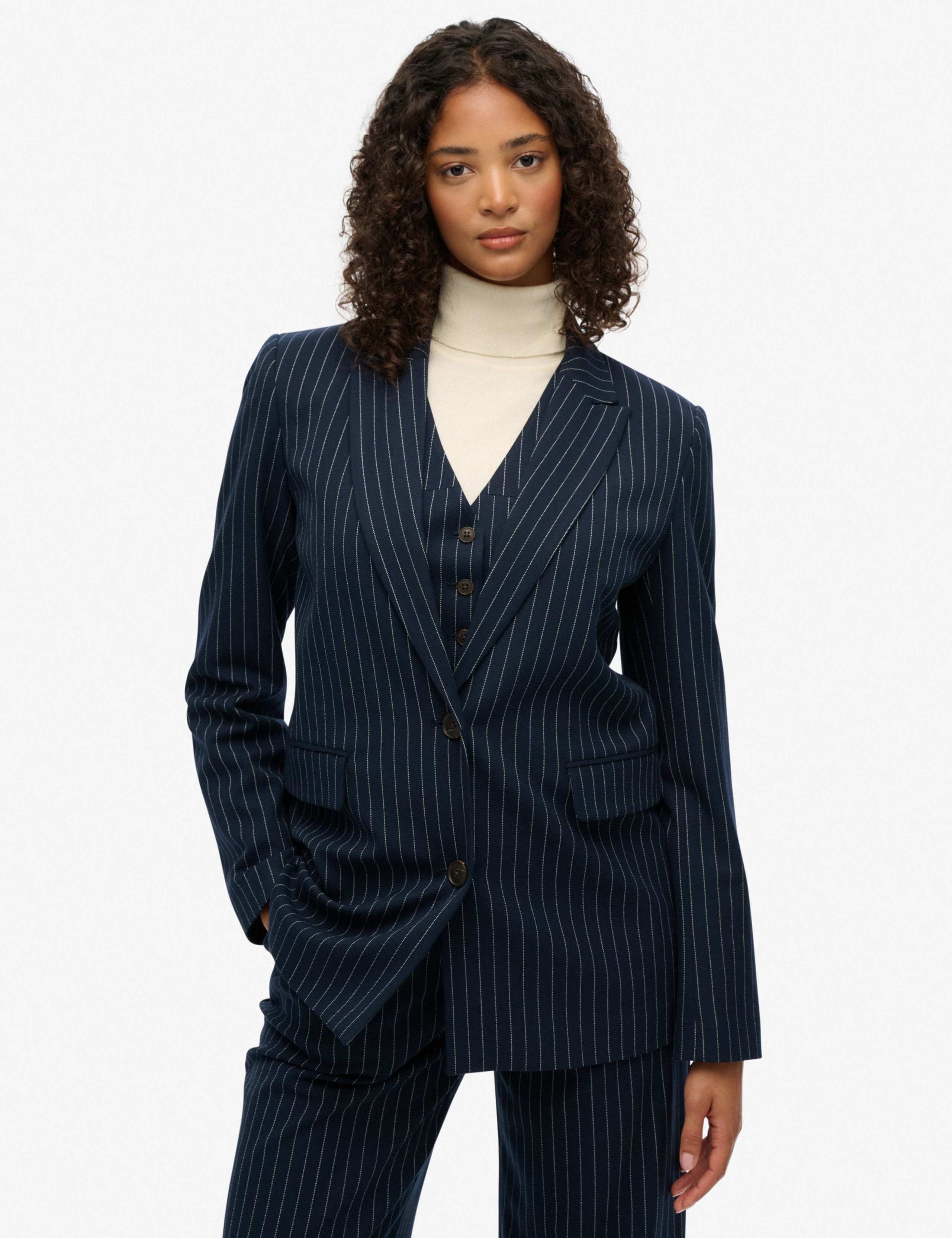 Pinstripe Slim Single Breasted Blazer 8 of 9