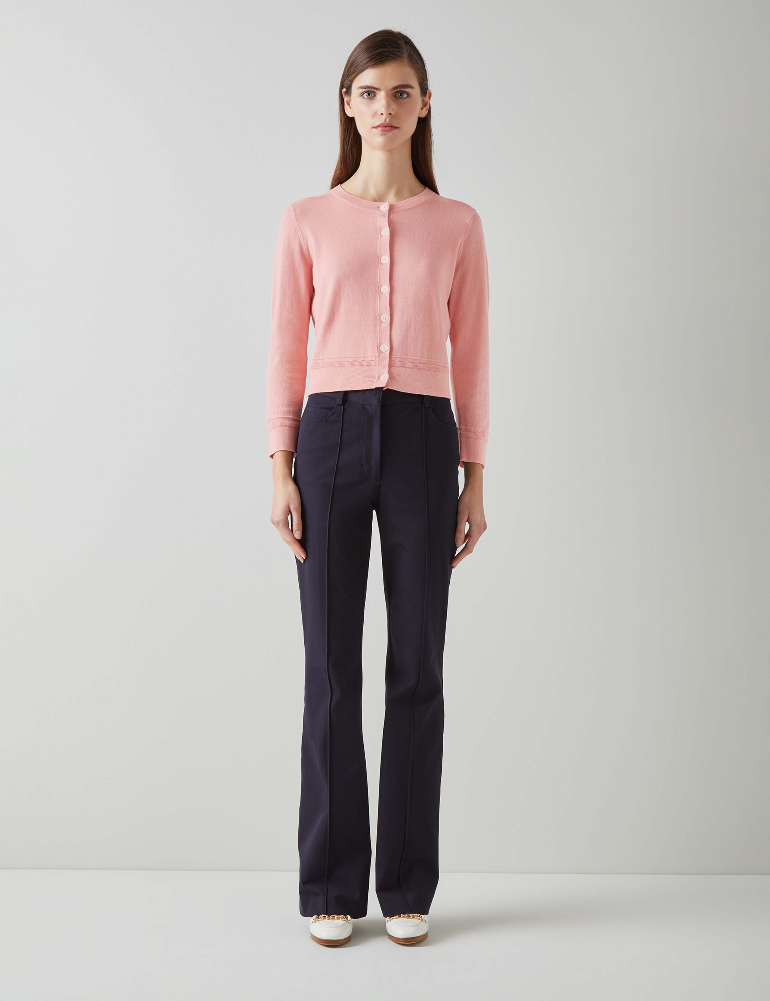 Cotton Rich Crew Neck Button Front Cardigan 2 of 4