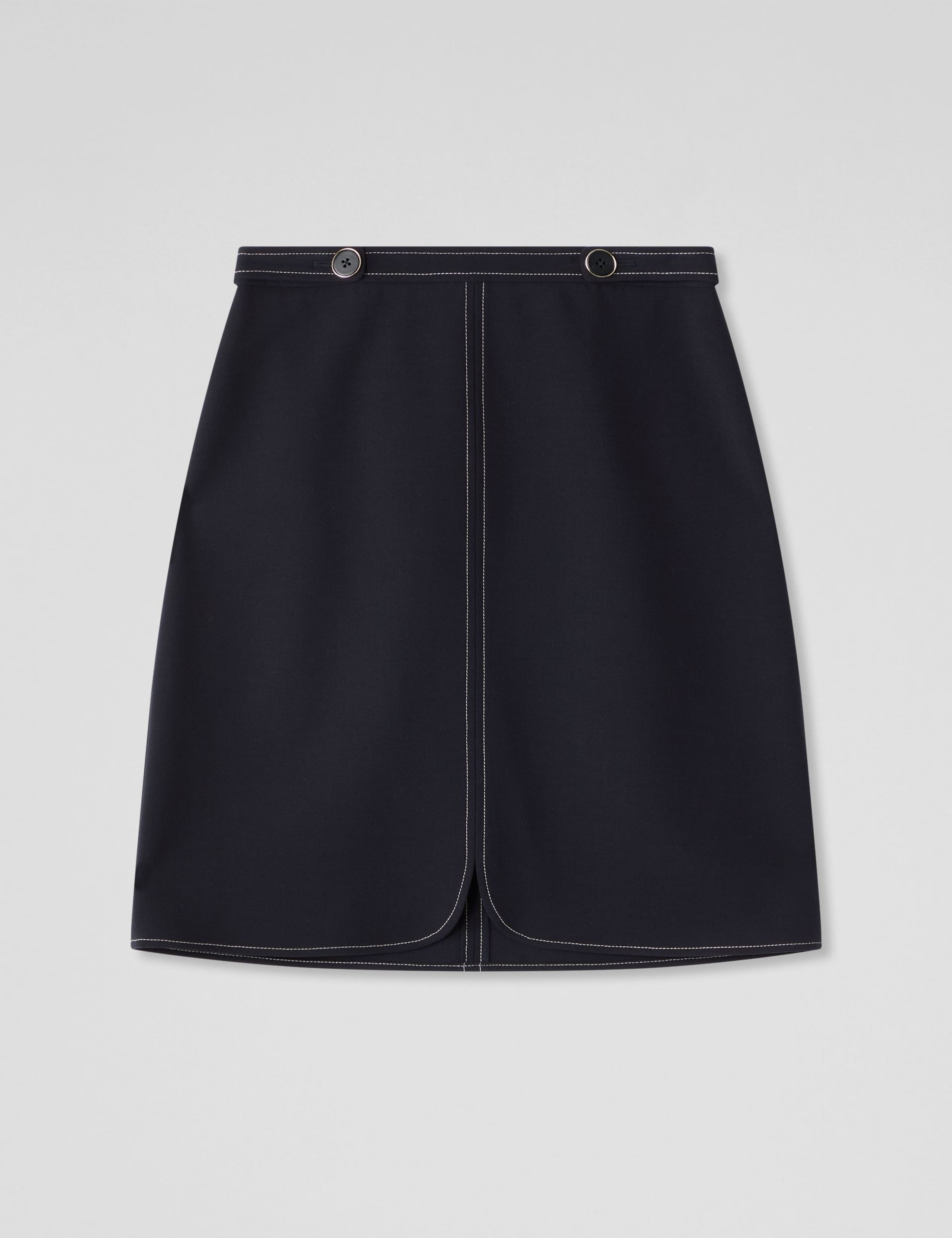 Contrast Stitch Knee Length A-Line Skirt 2 of 4