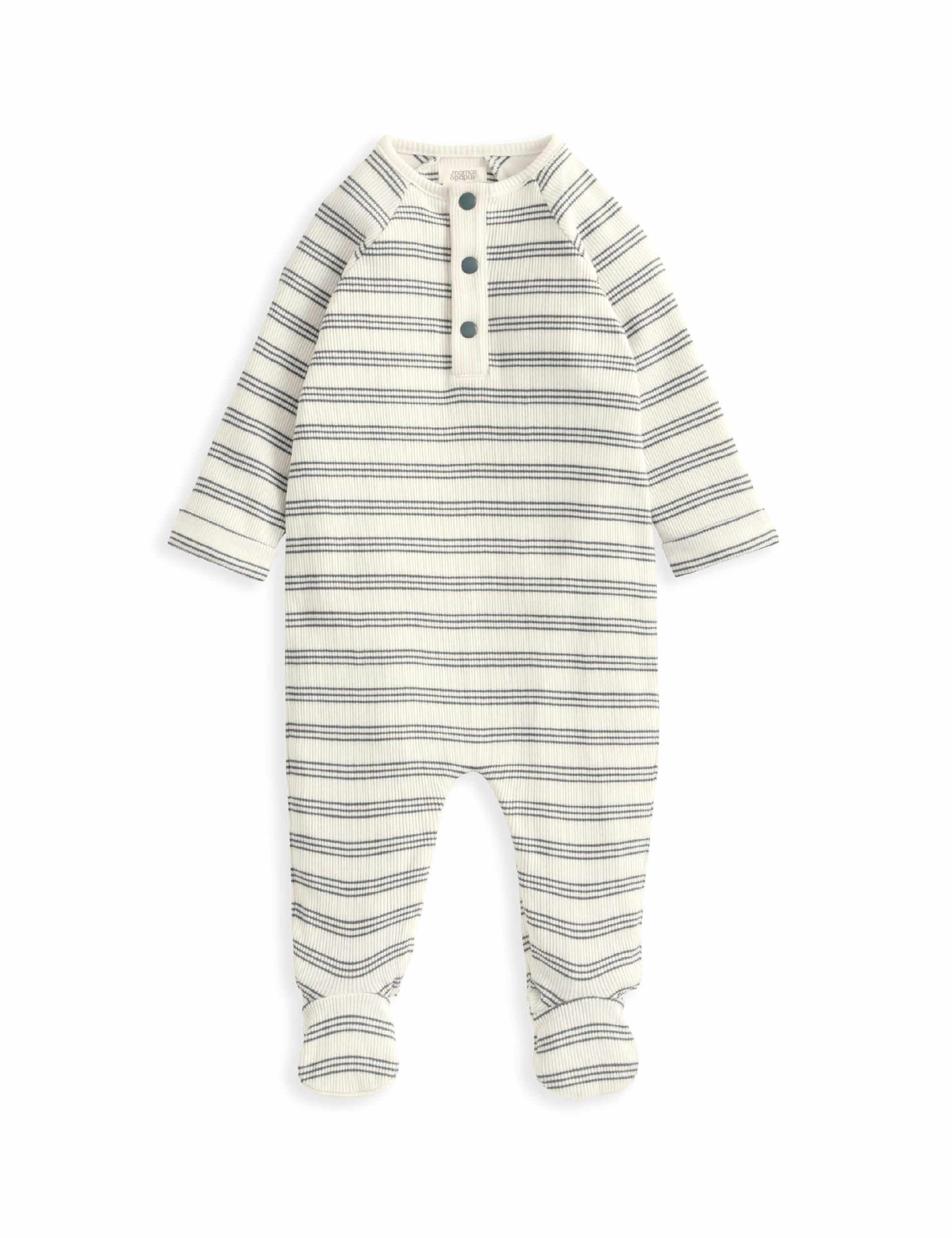 Pure Cotton Ribbed Striped All In One (0-12 Mths) 6 of 7