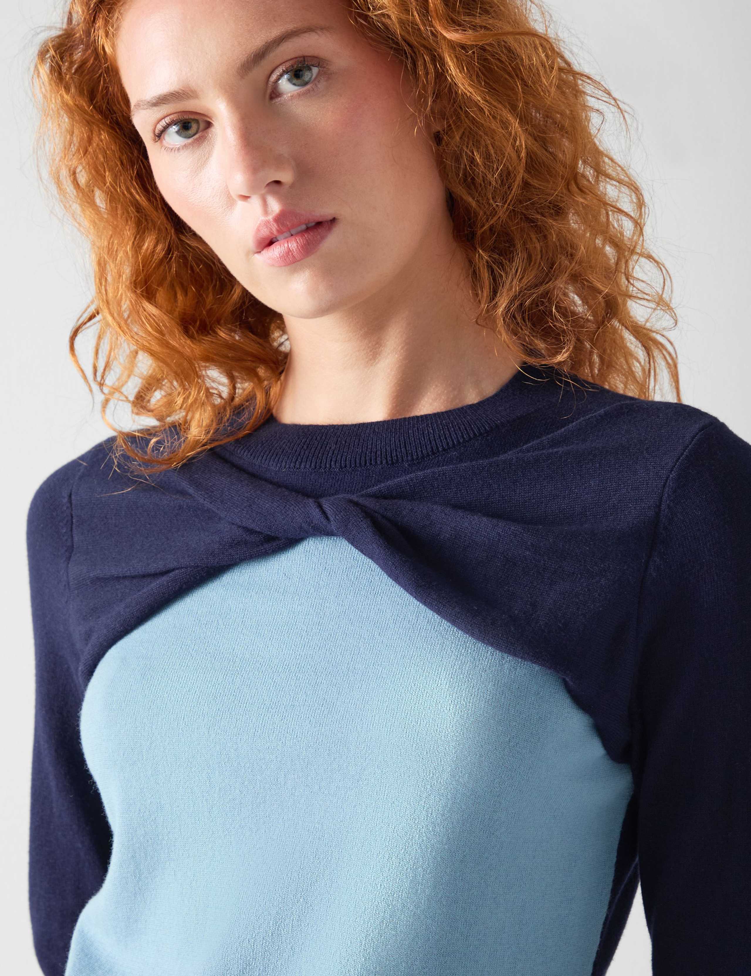 Cotton and Merino Wool Twist Front Jumper 3 of 4