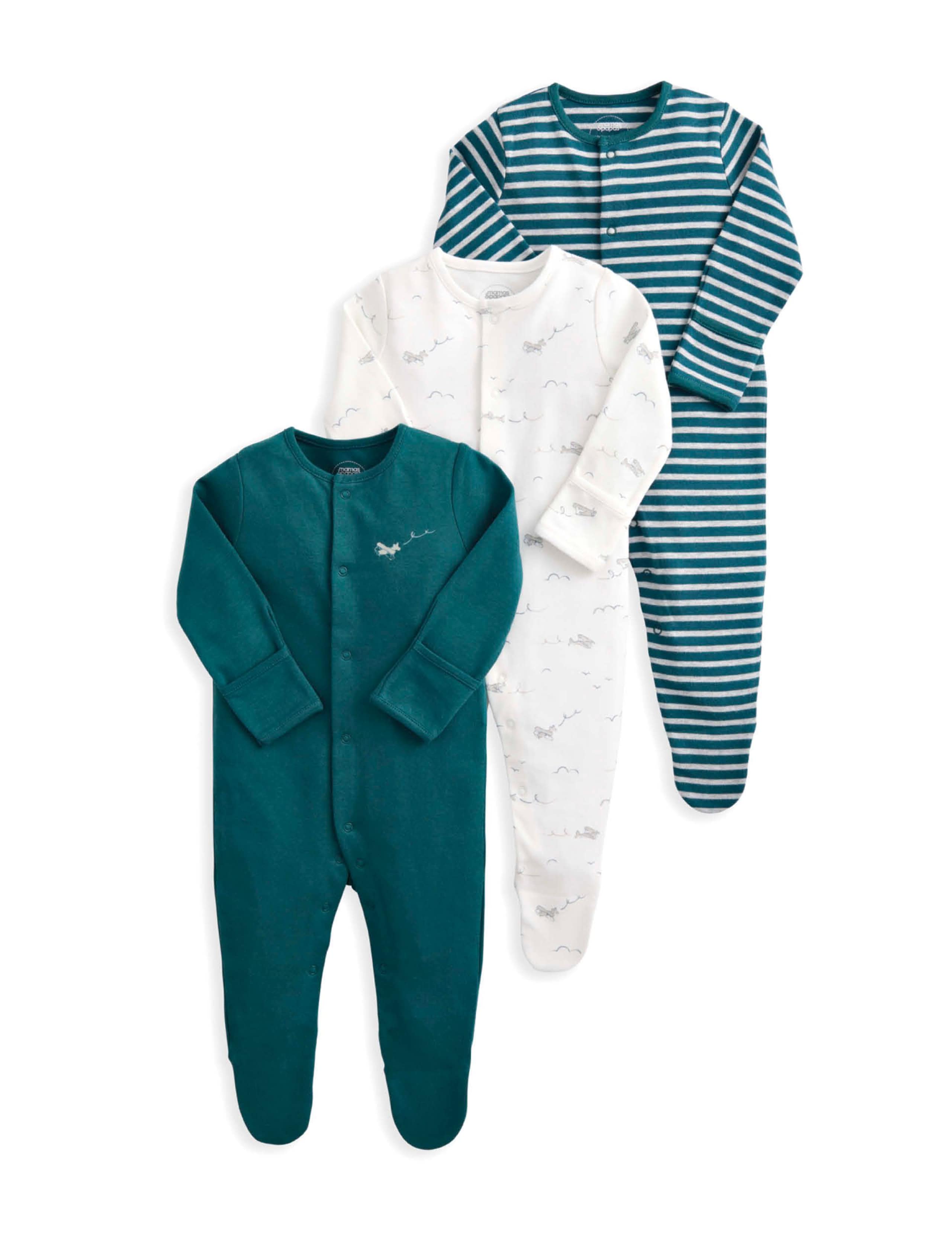 3pk Pure Cotton Plane Sleepsuits (0-24 Mths) 2 of 2