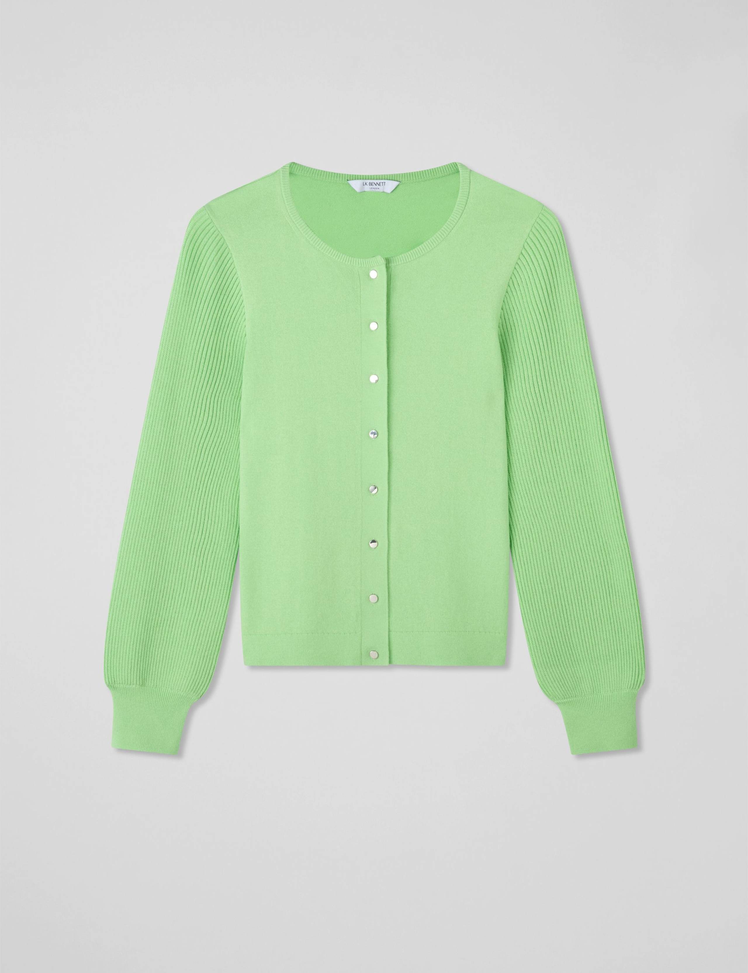 Cotton Rich Ribbed Cardigan with Wool 2 of 4