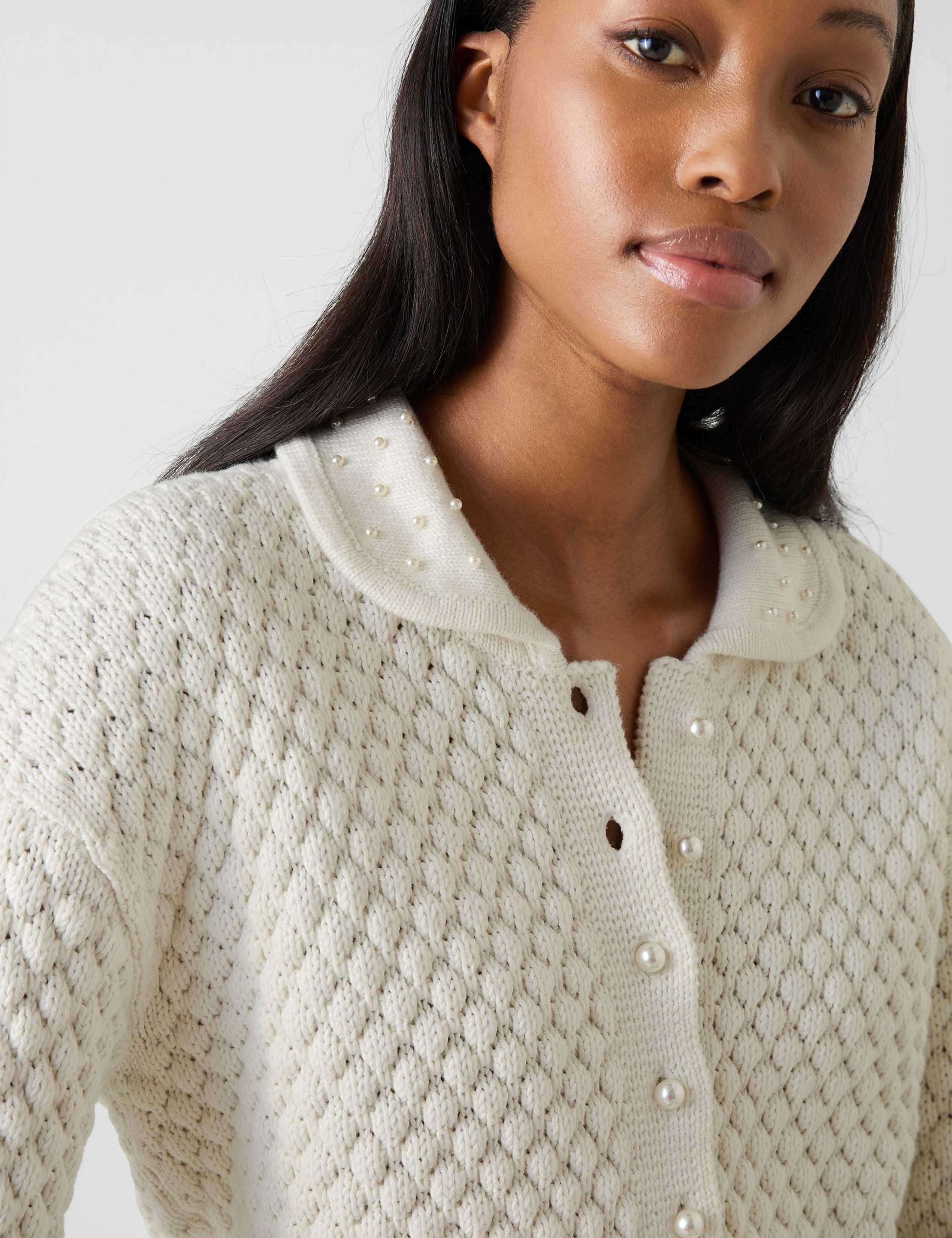 Pure Cotton Collared Button Front Cardigan 4 of 4