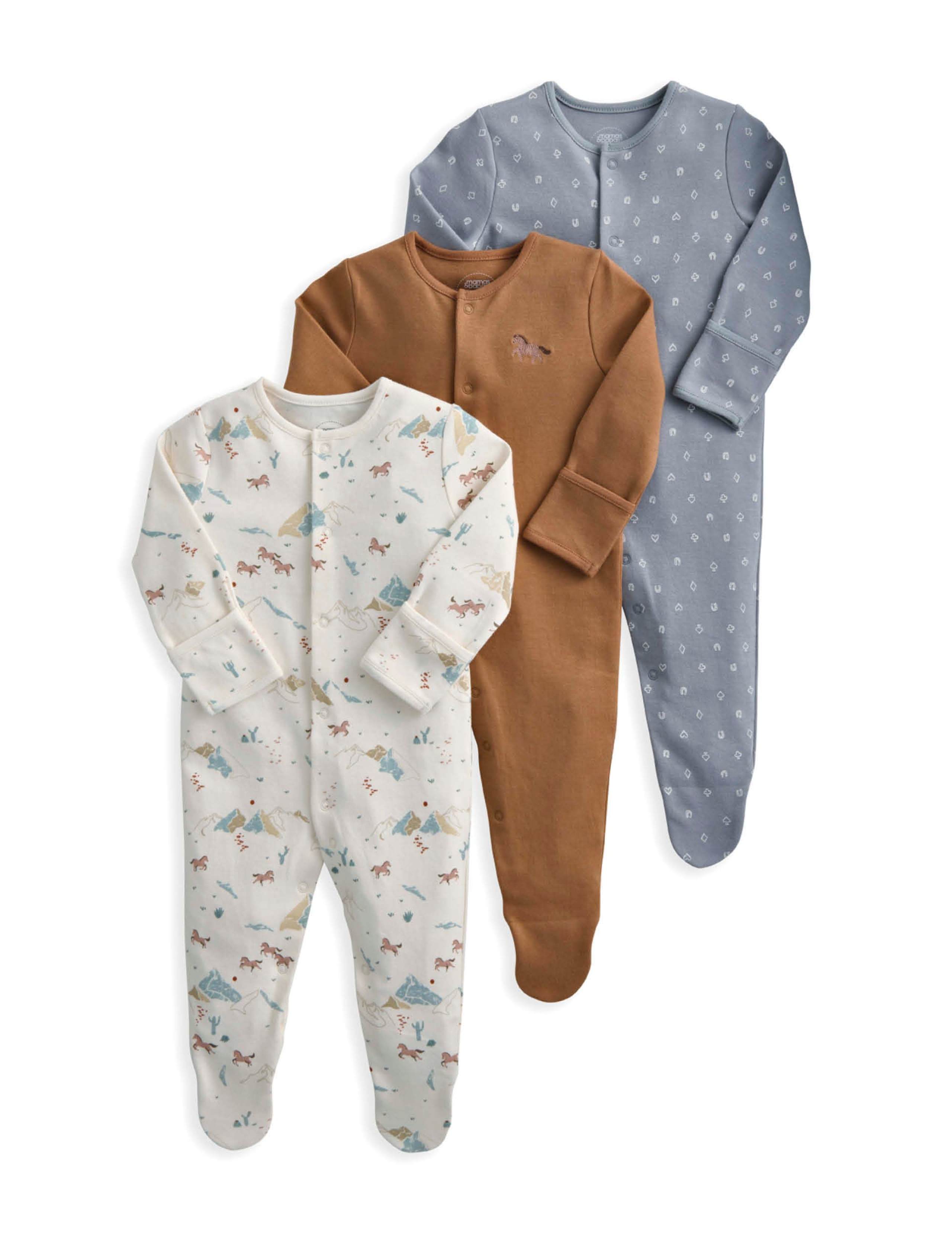 3 Pack Pure Cotton Rodeo Print Sleepsuits (0-24 Mths) 2 of 2