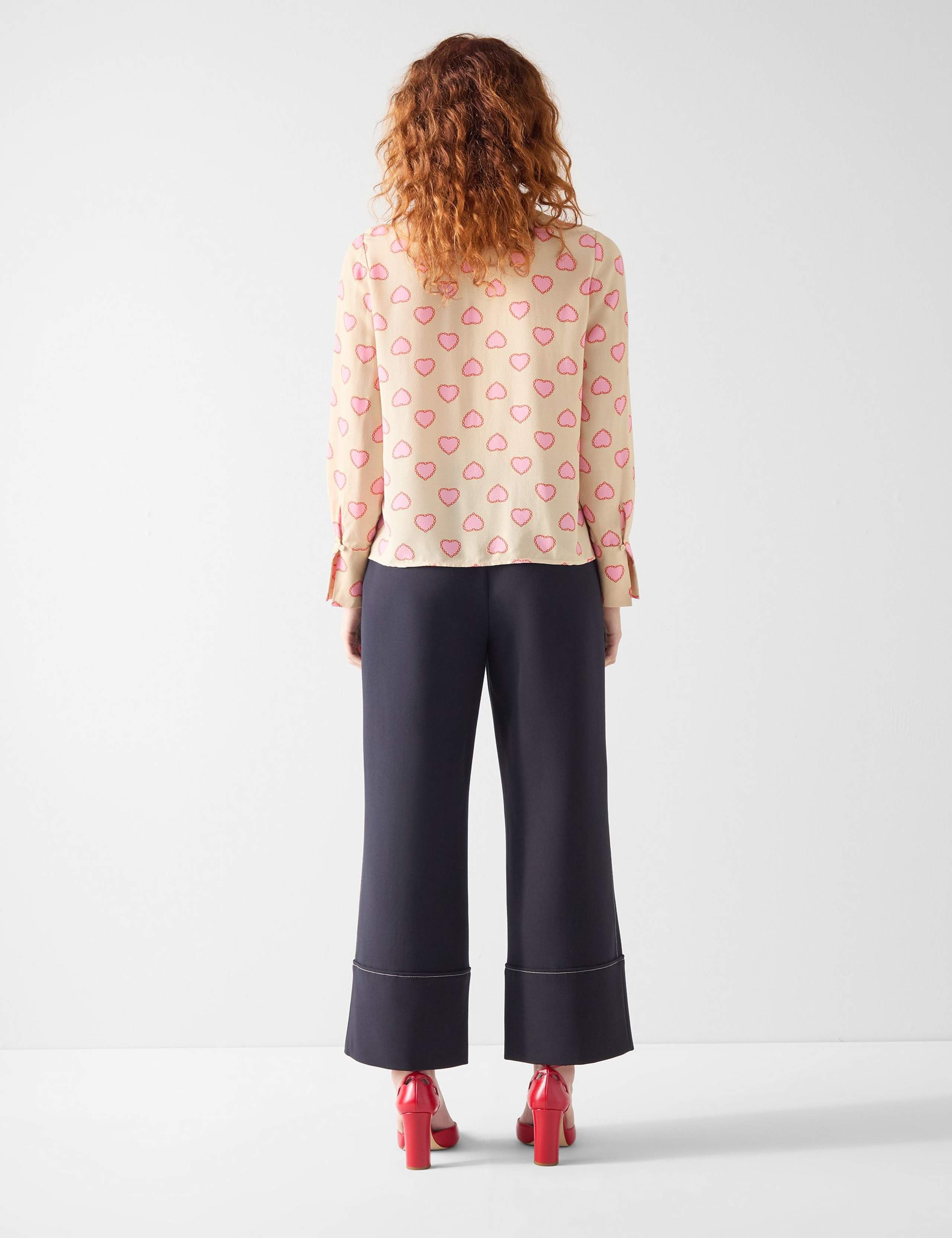 Heart Print Tie Neck Collared Blouse 3 of 3