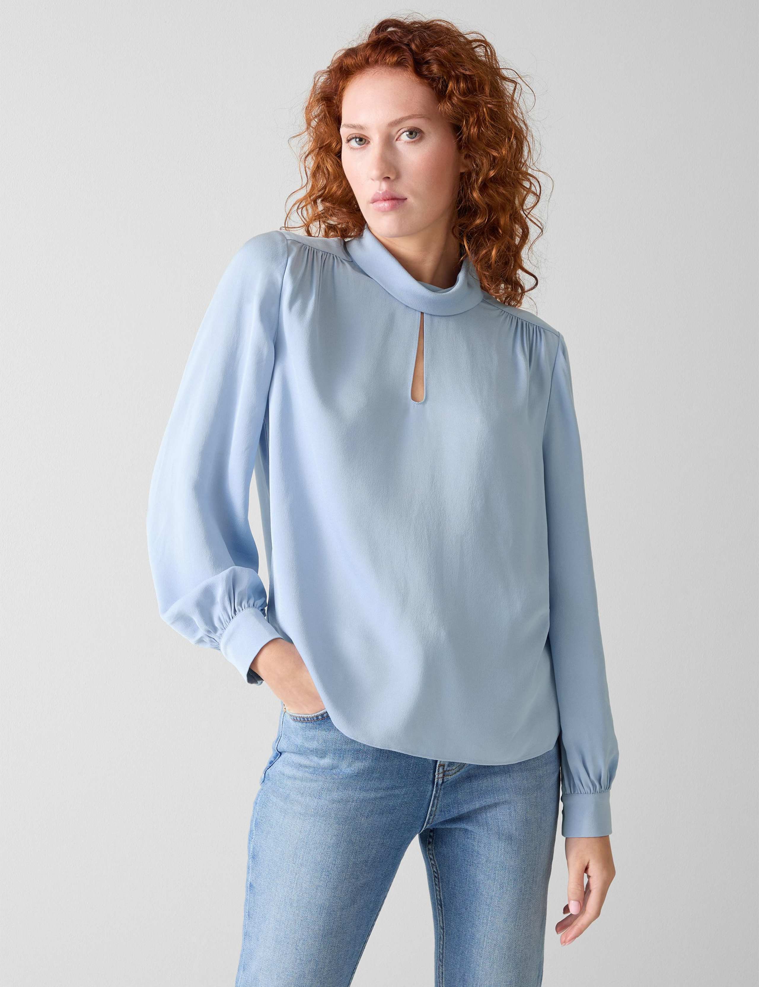 Roll Neck Keyhole Blouse 3 of 4