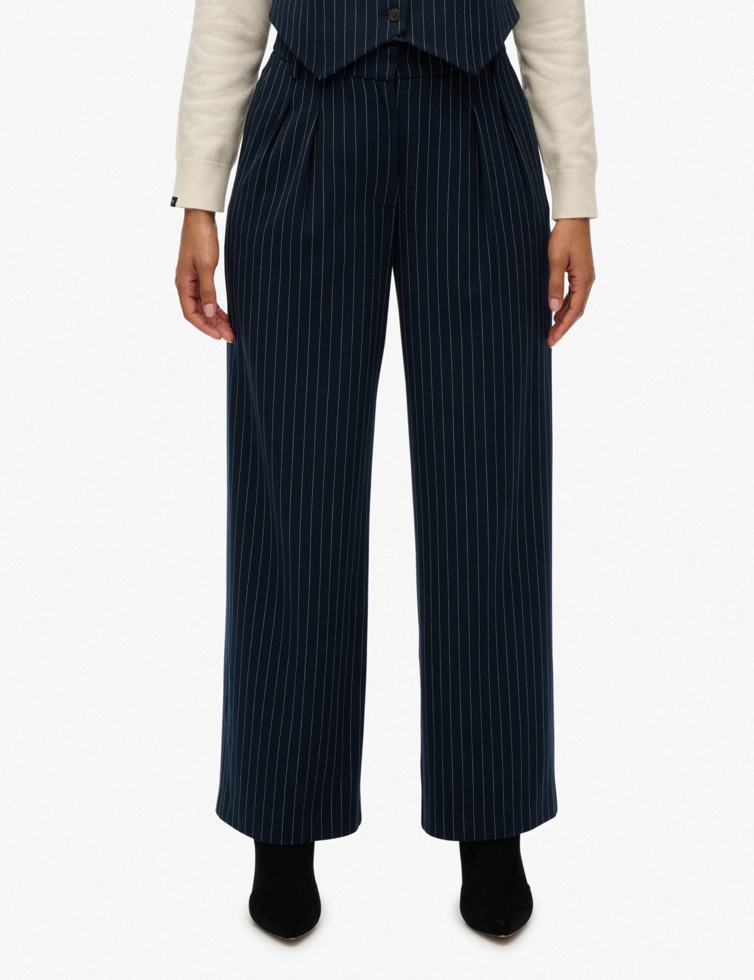 Pinstripe Elasticated Waist Wide Leg Trousers 1 of 9