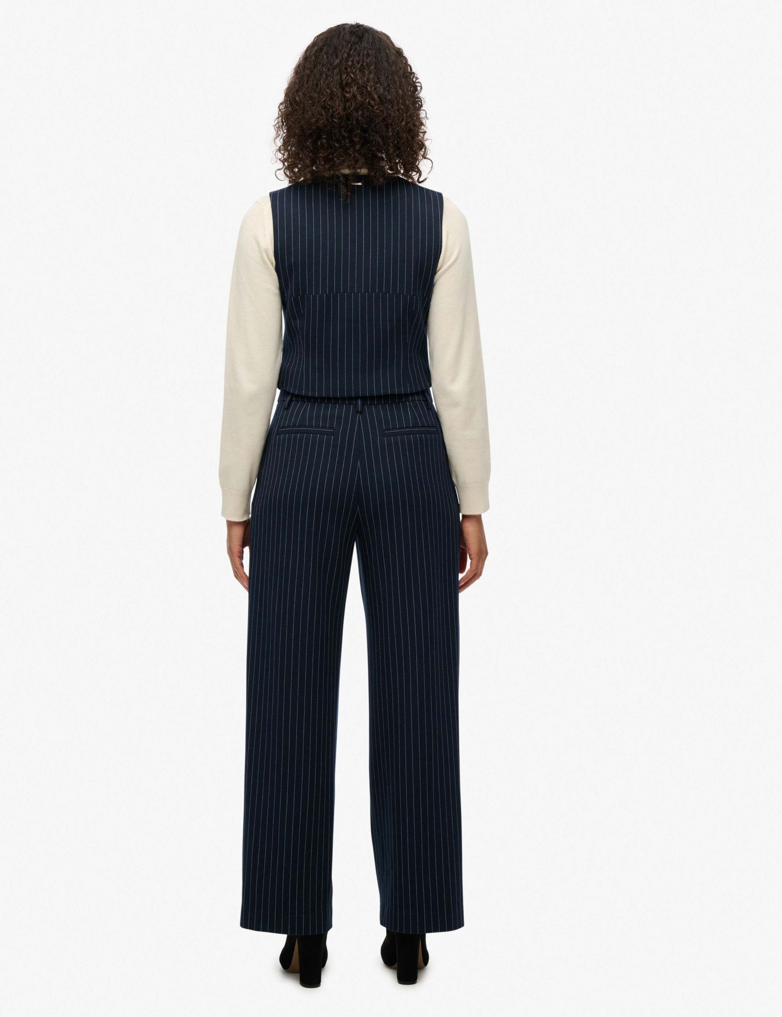 Pinstripe Elasticated Waist Wide Leg Trousers 3 of 8