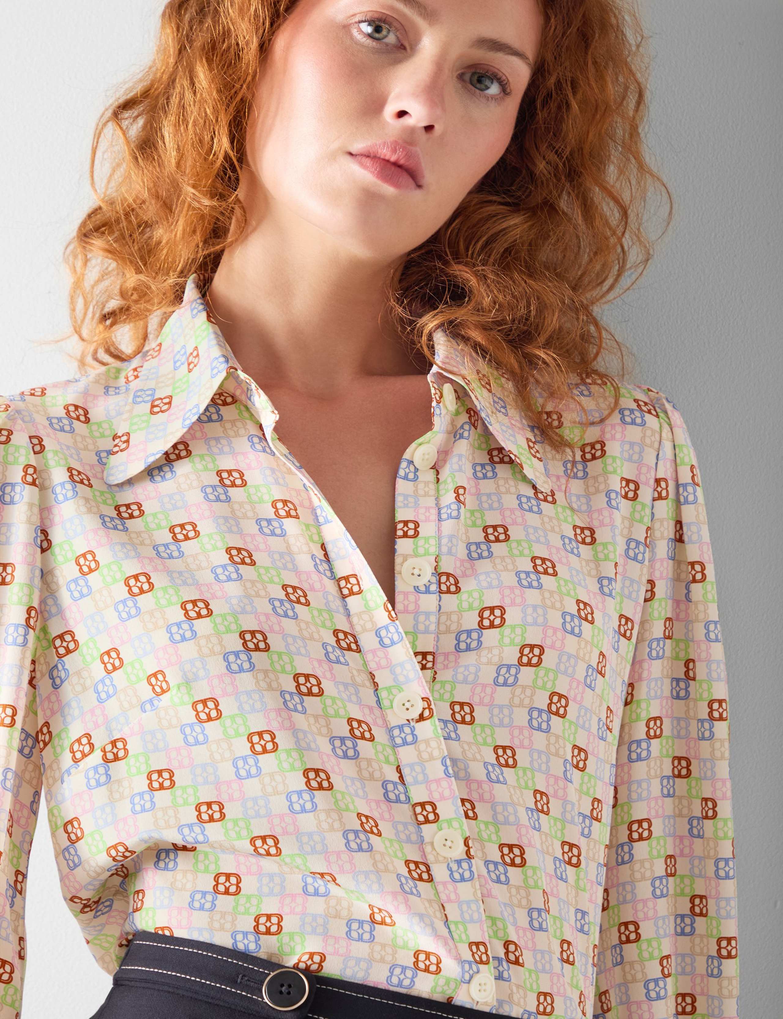 Pure Silk Printed Collared Shirt 3 of 4