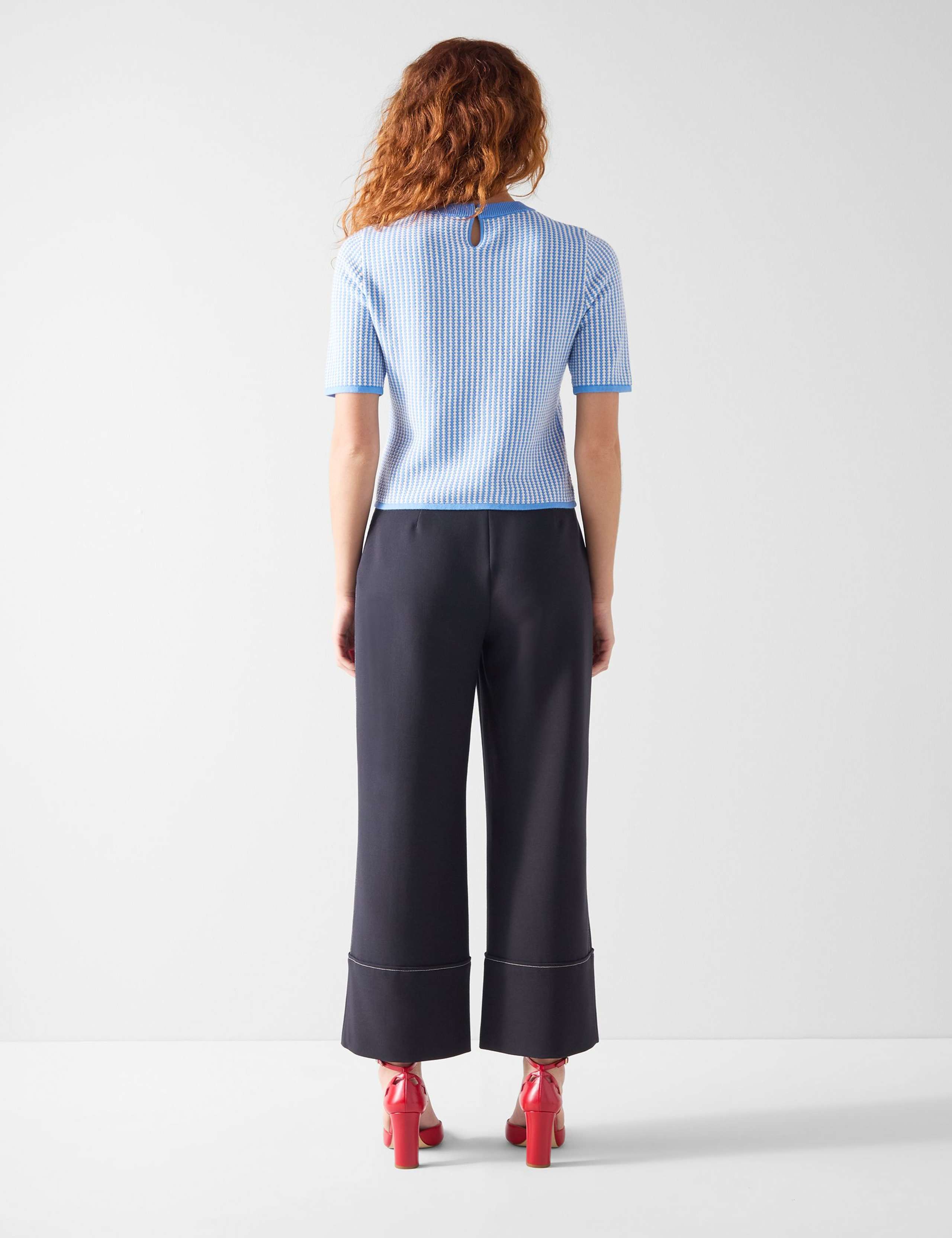 Wool Blend Striped Textured Knitted Top 3 of 3