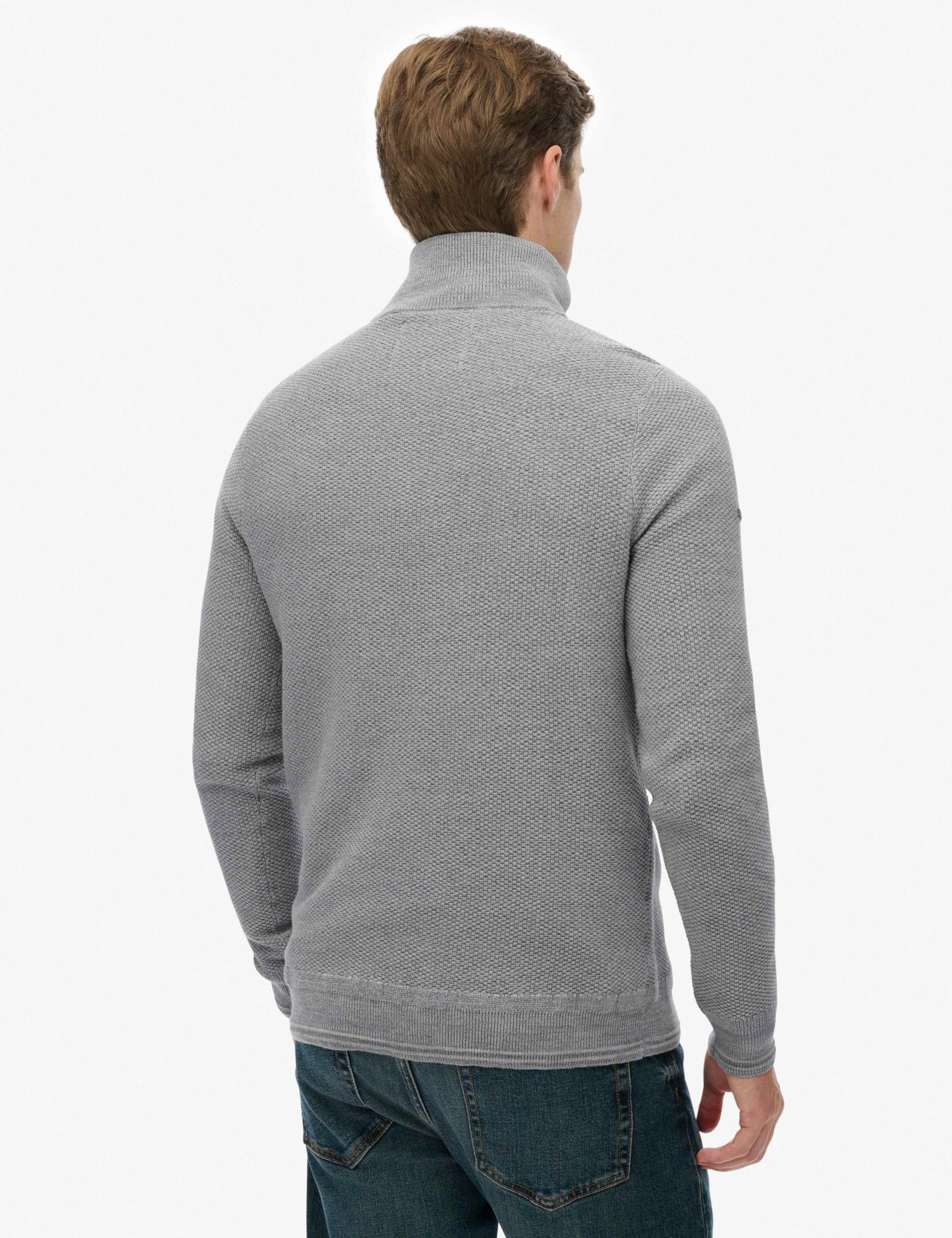 Pure Cotton Textured Half Zip Jumper 3 of 6