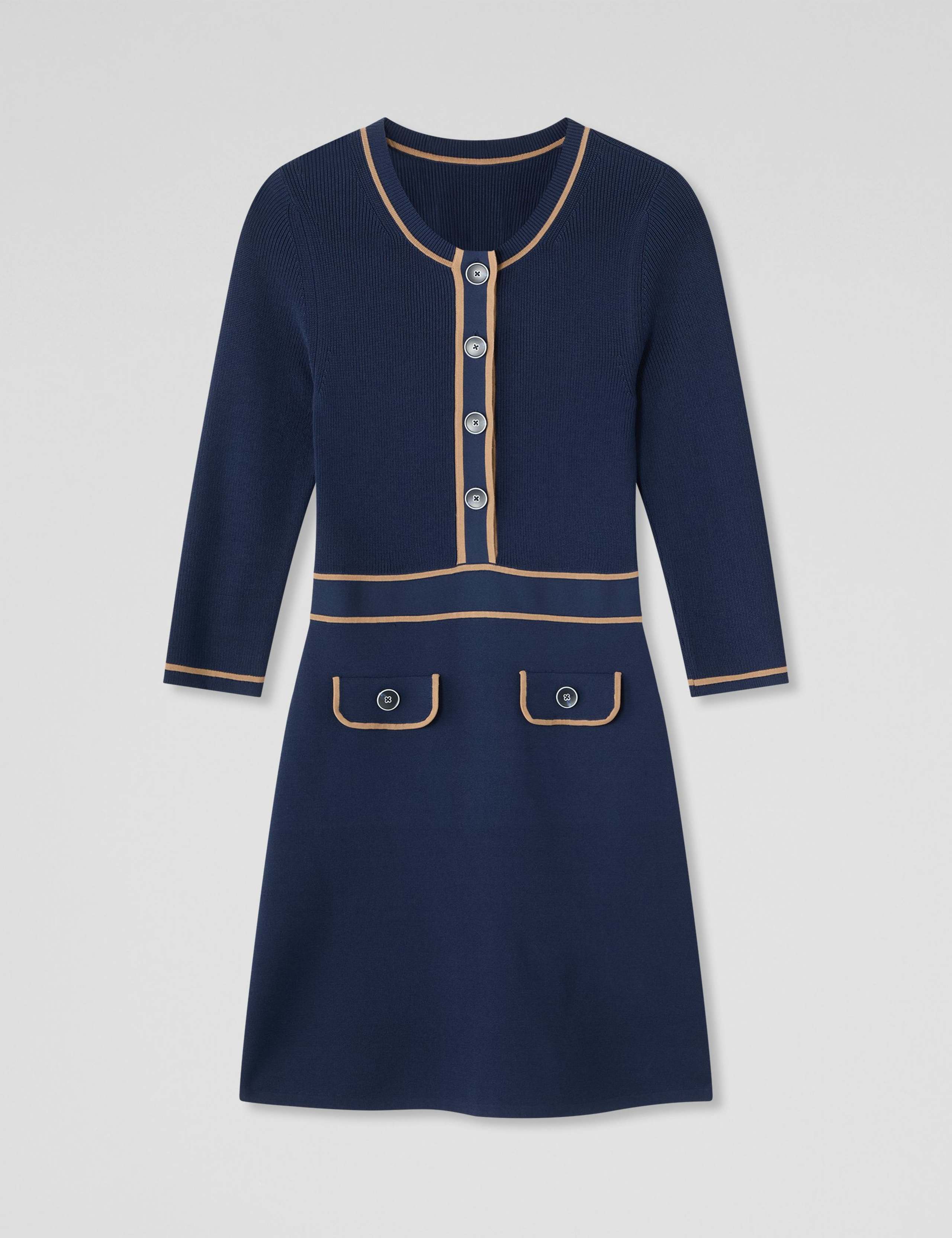 Knitted Button Front Mini Dress 2 of 3