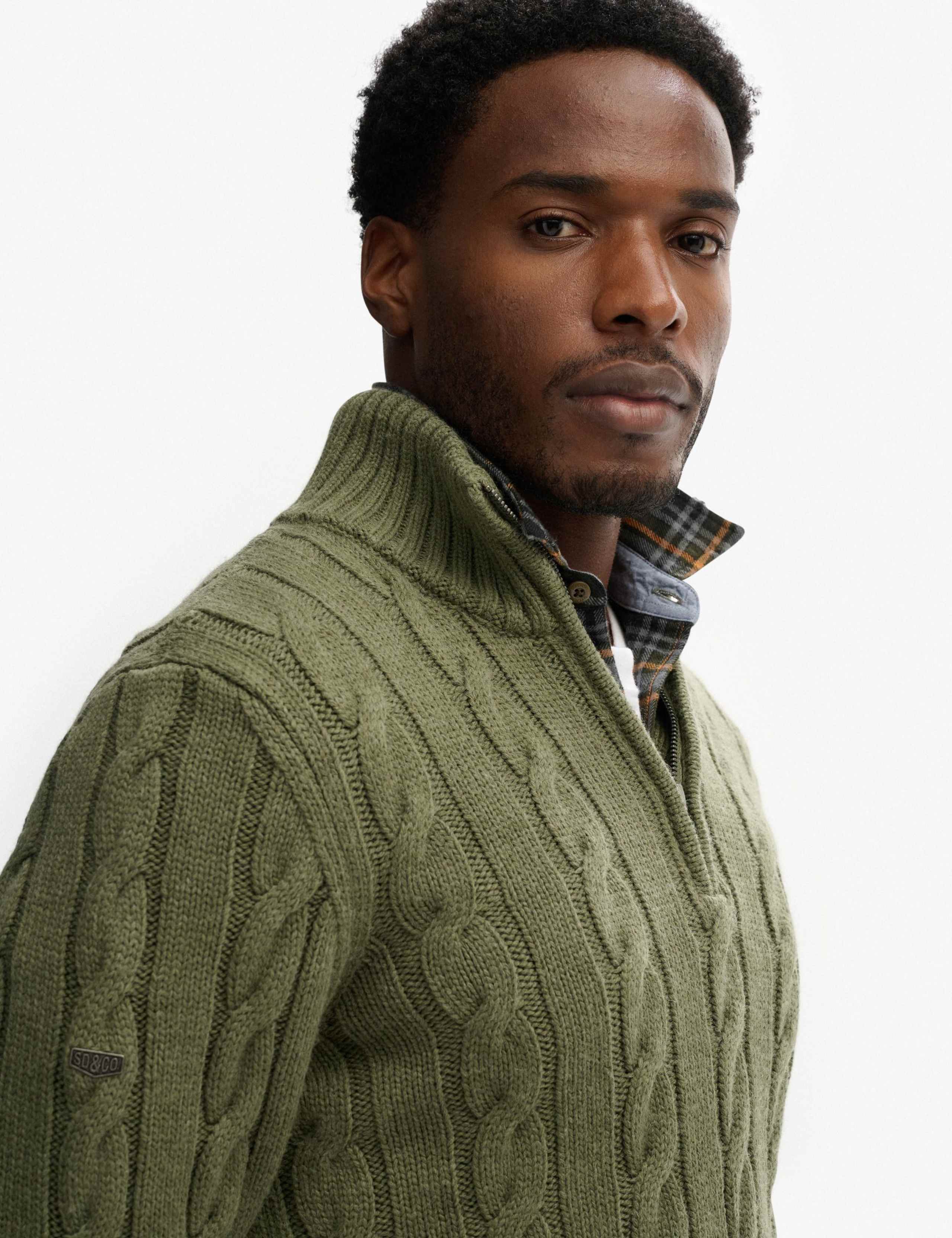 Wool Blend Cable Knit Half Zip Jumper 4 of 5