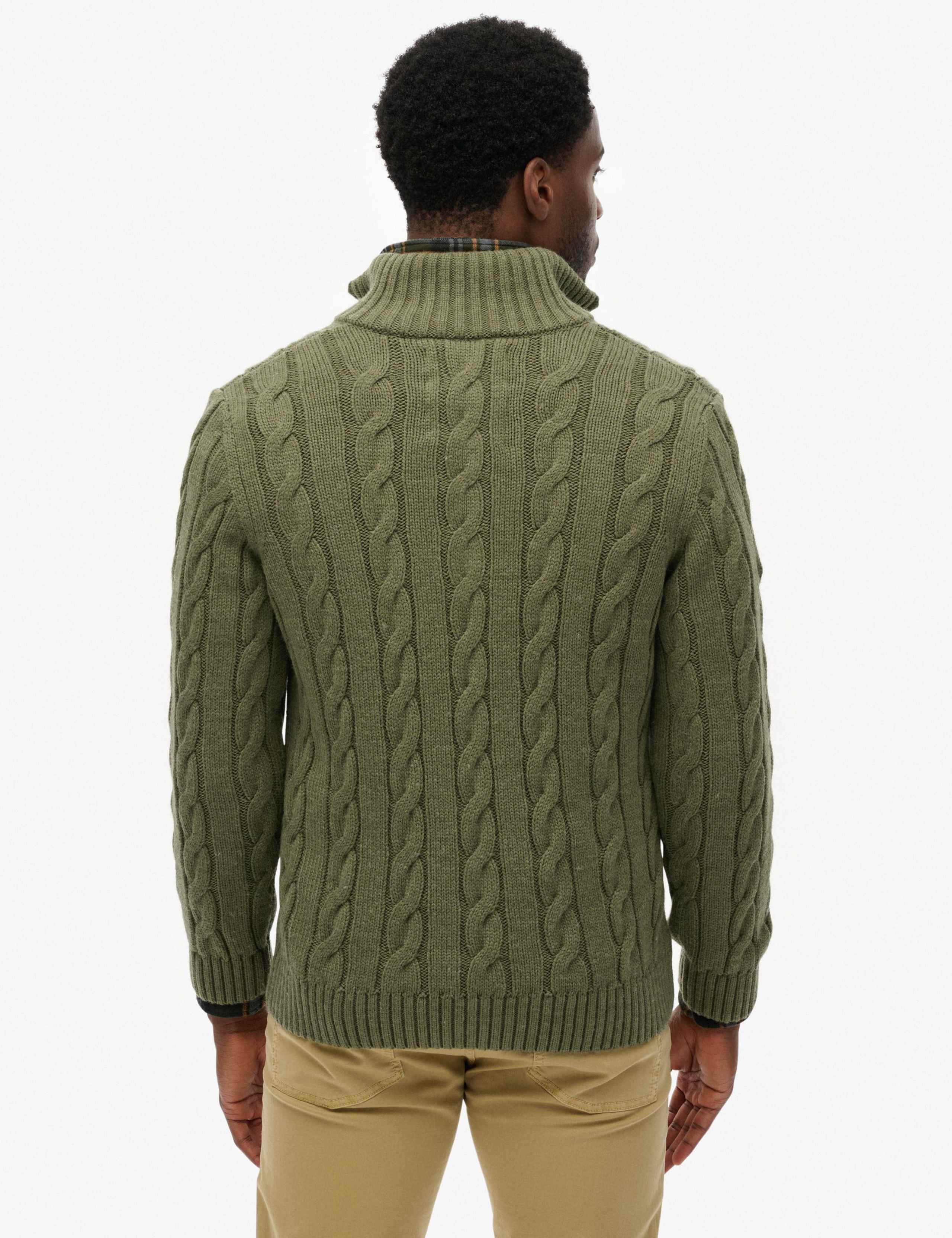 Wool Blend Cable Knit Half Zip Jumper 5 of 5