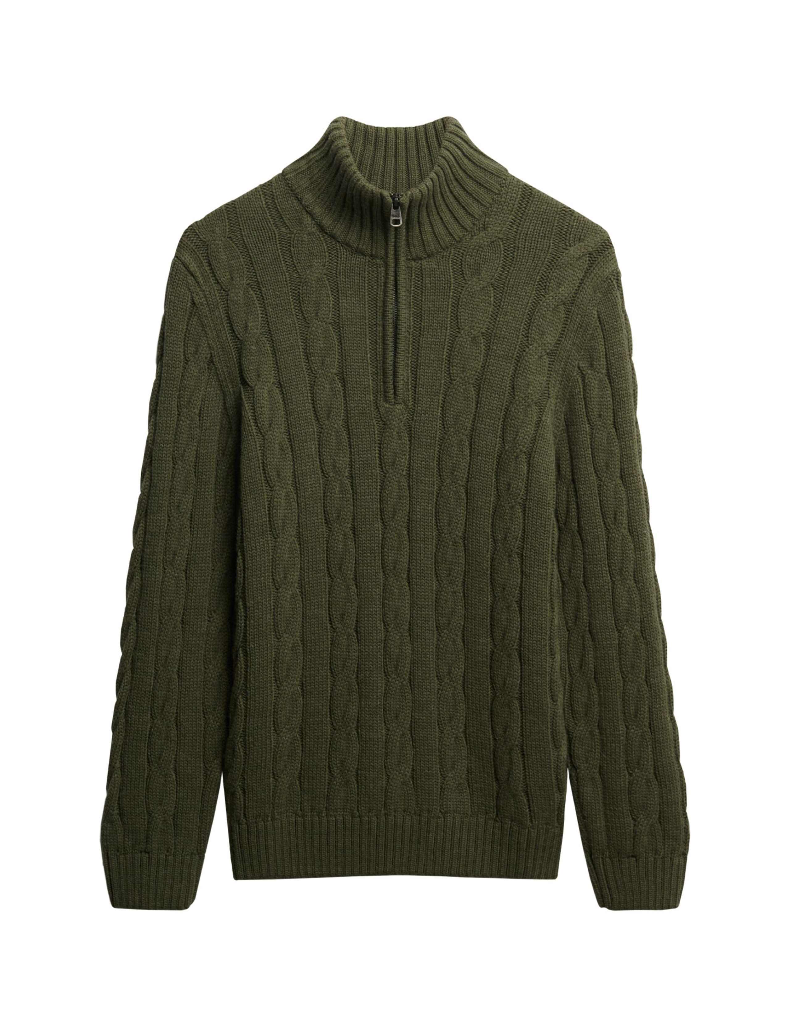 Wool Blend Cable Knit Half Zip Jumper 2 of 5