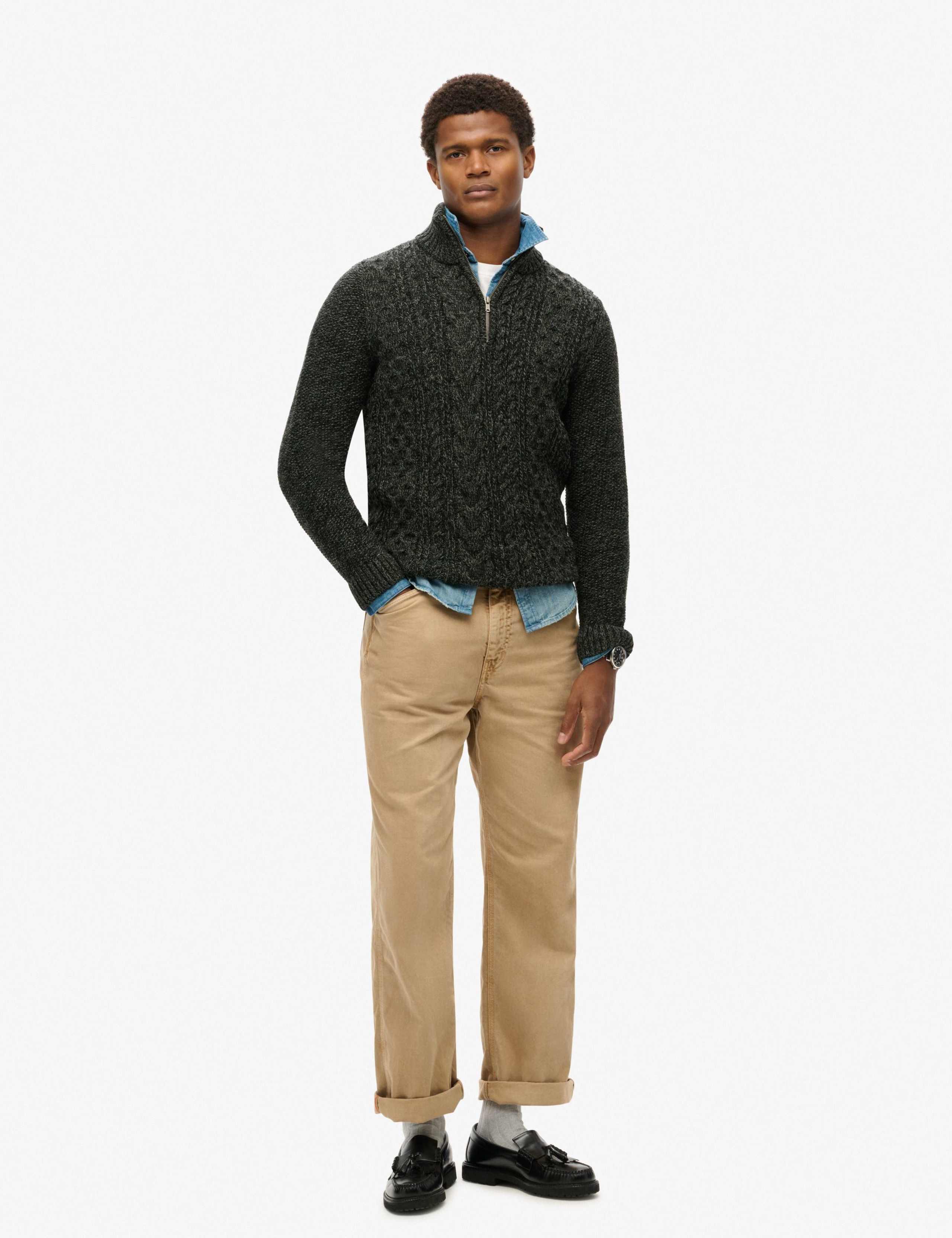 Wool Blend Cable Knit Half Zip Jumper 5 of 6