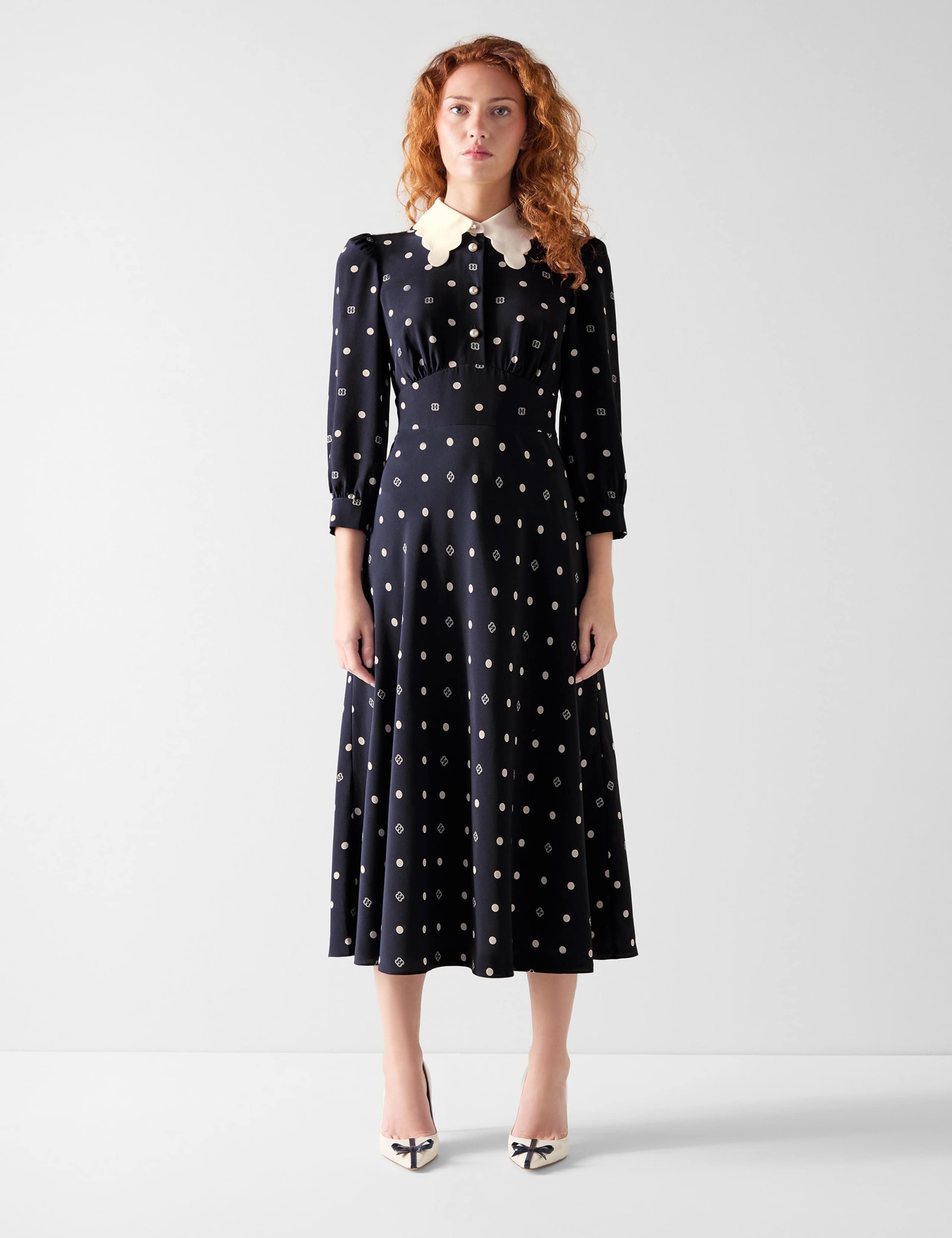 Pure Silk Printed Collared Midi Shirt Dress 1 of 4