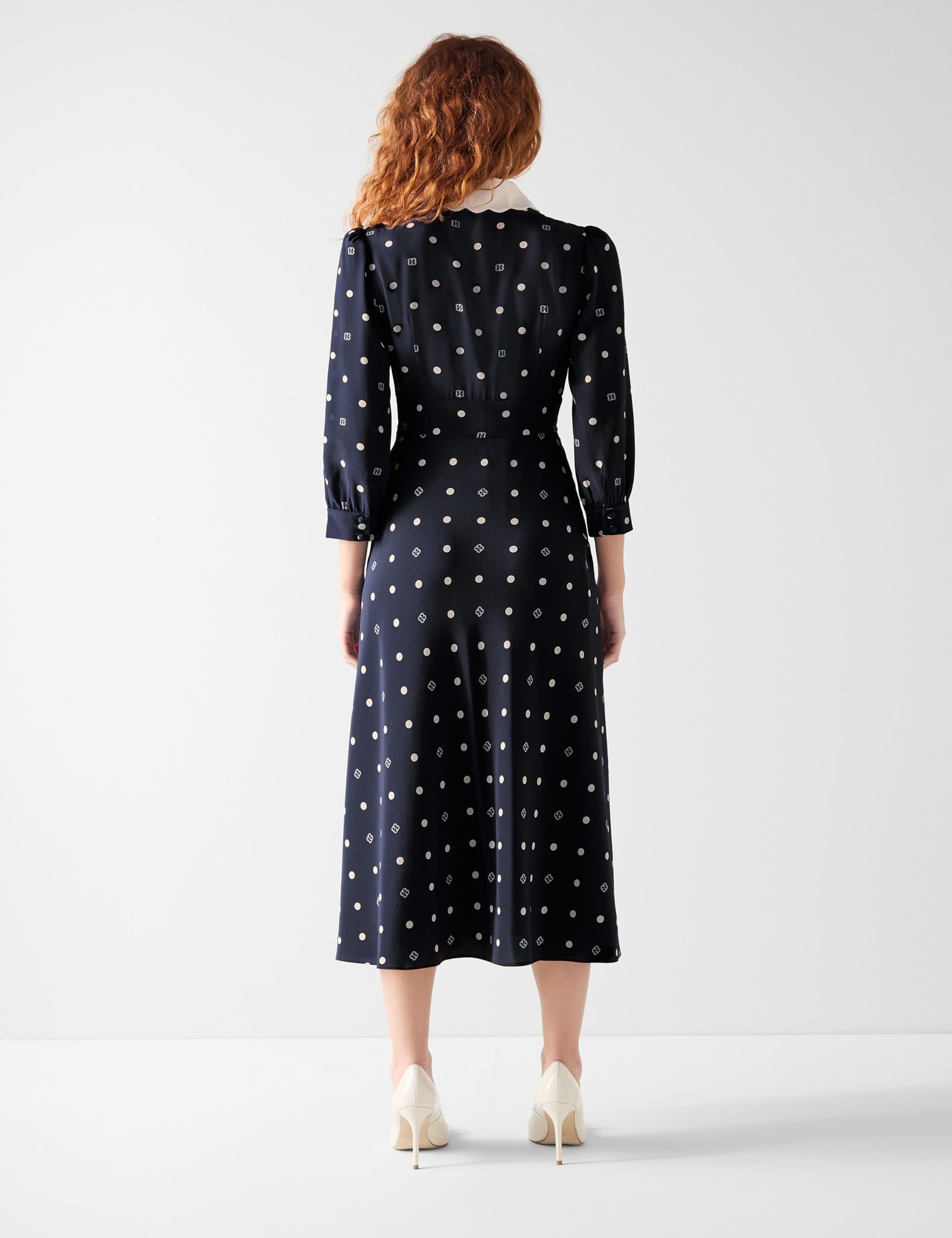Pure Silk Printed Collared Midi Shirt Dress 4 of 4