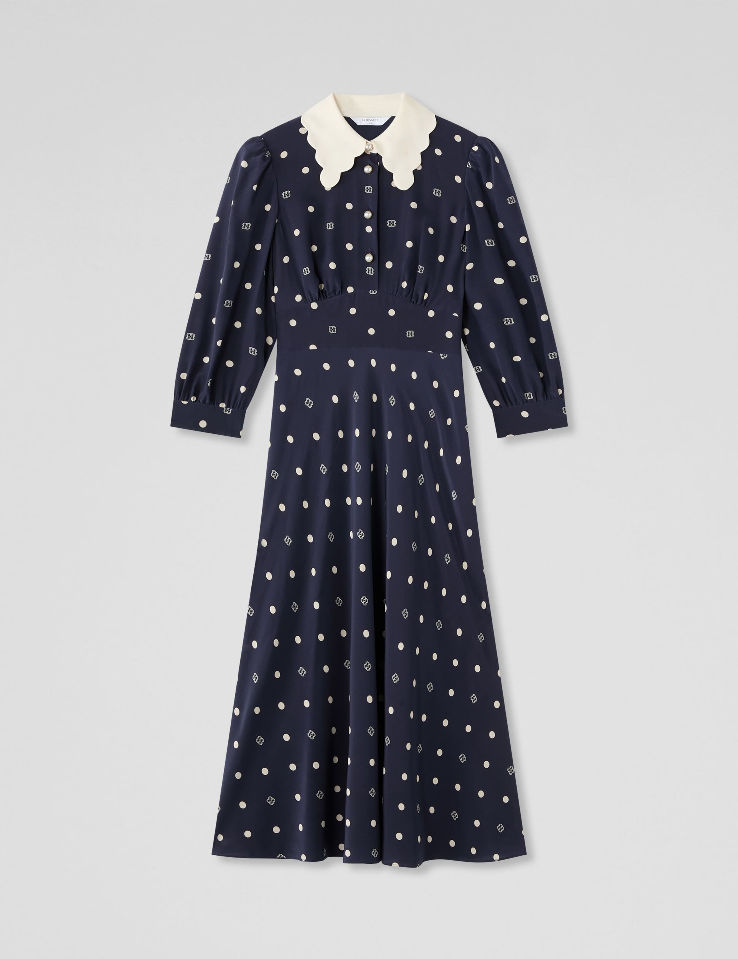 Pure Silk Printed Collared Midi Shirt Dress 2 of 4