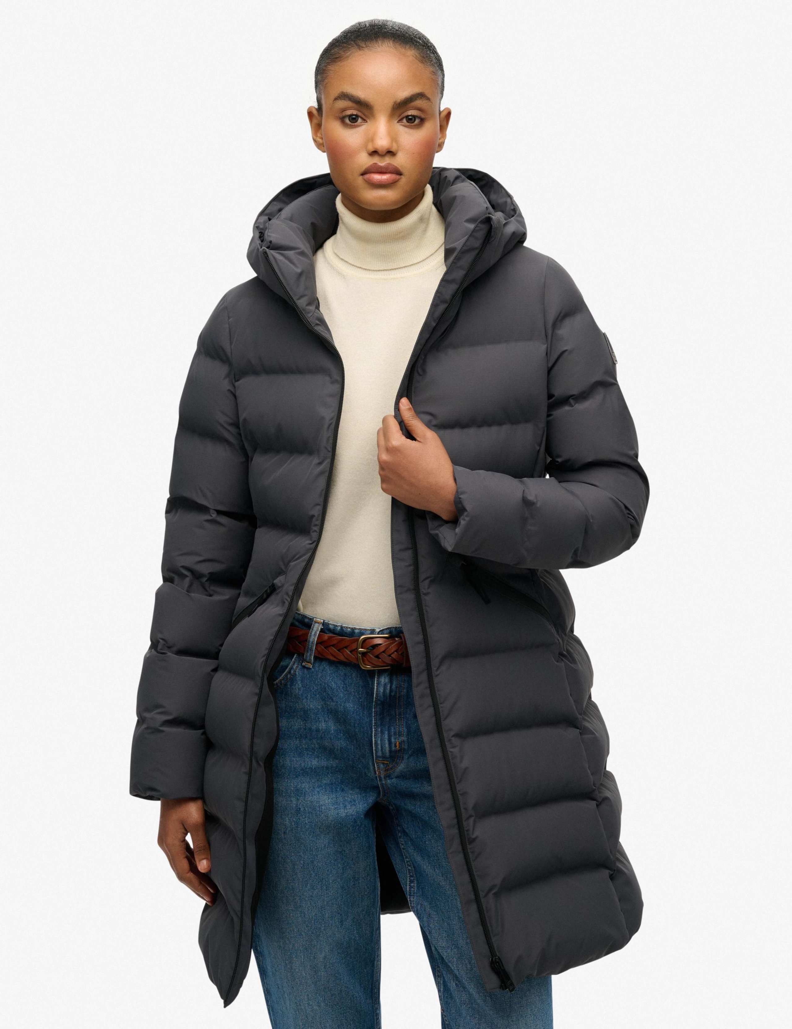 Hooded Padded Longline Puffer Jacket 1 of 8