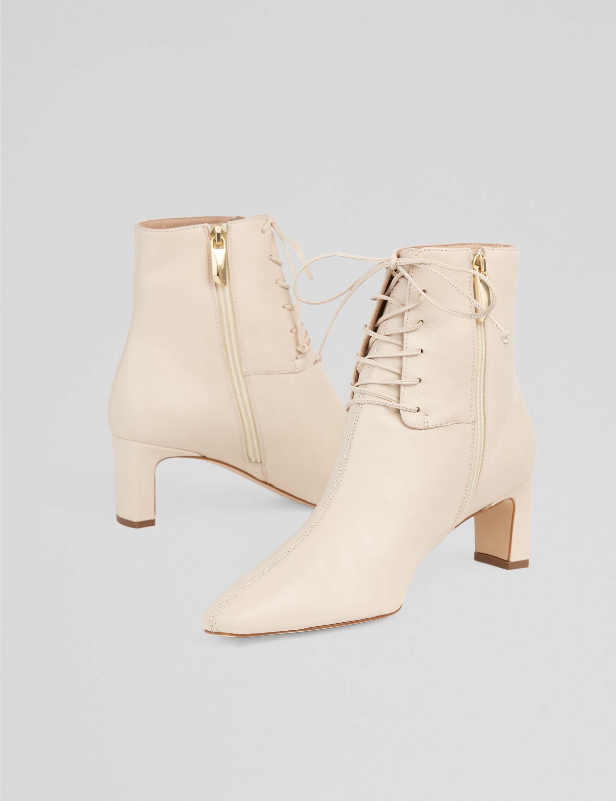 Leather Lace Up Block Heel Ankle Boots 3 of 3