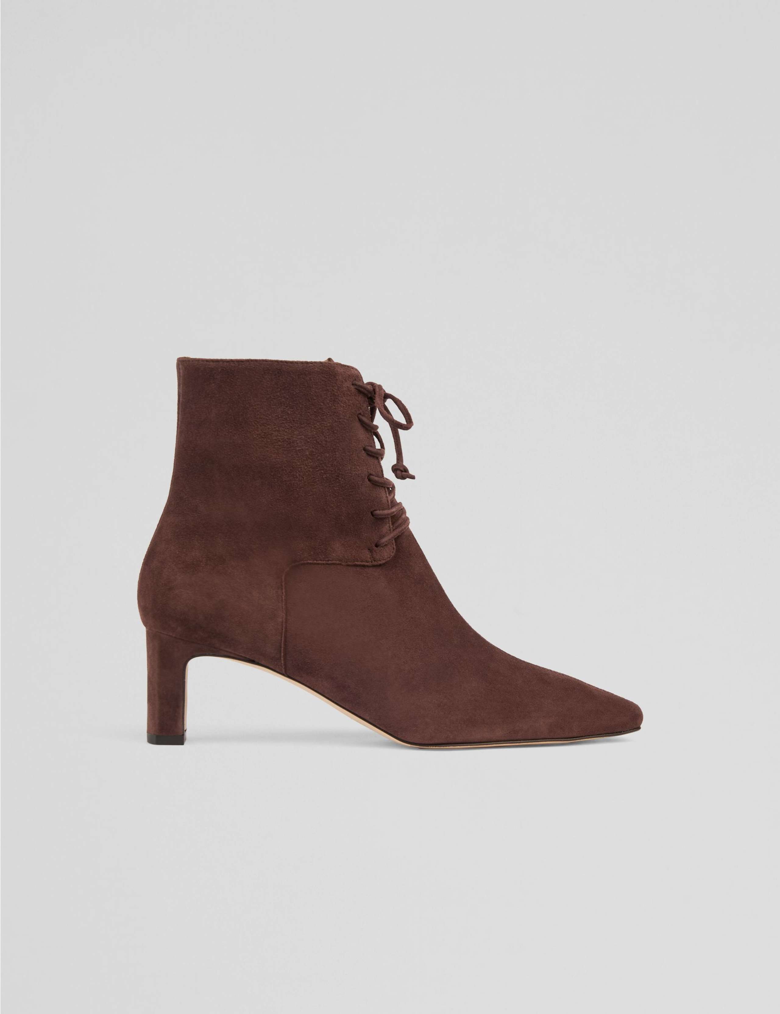 Suede Lace Up Block Heel Ankle Boots 1 of 3
