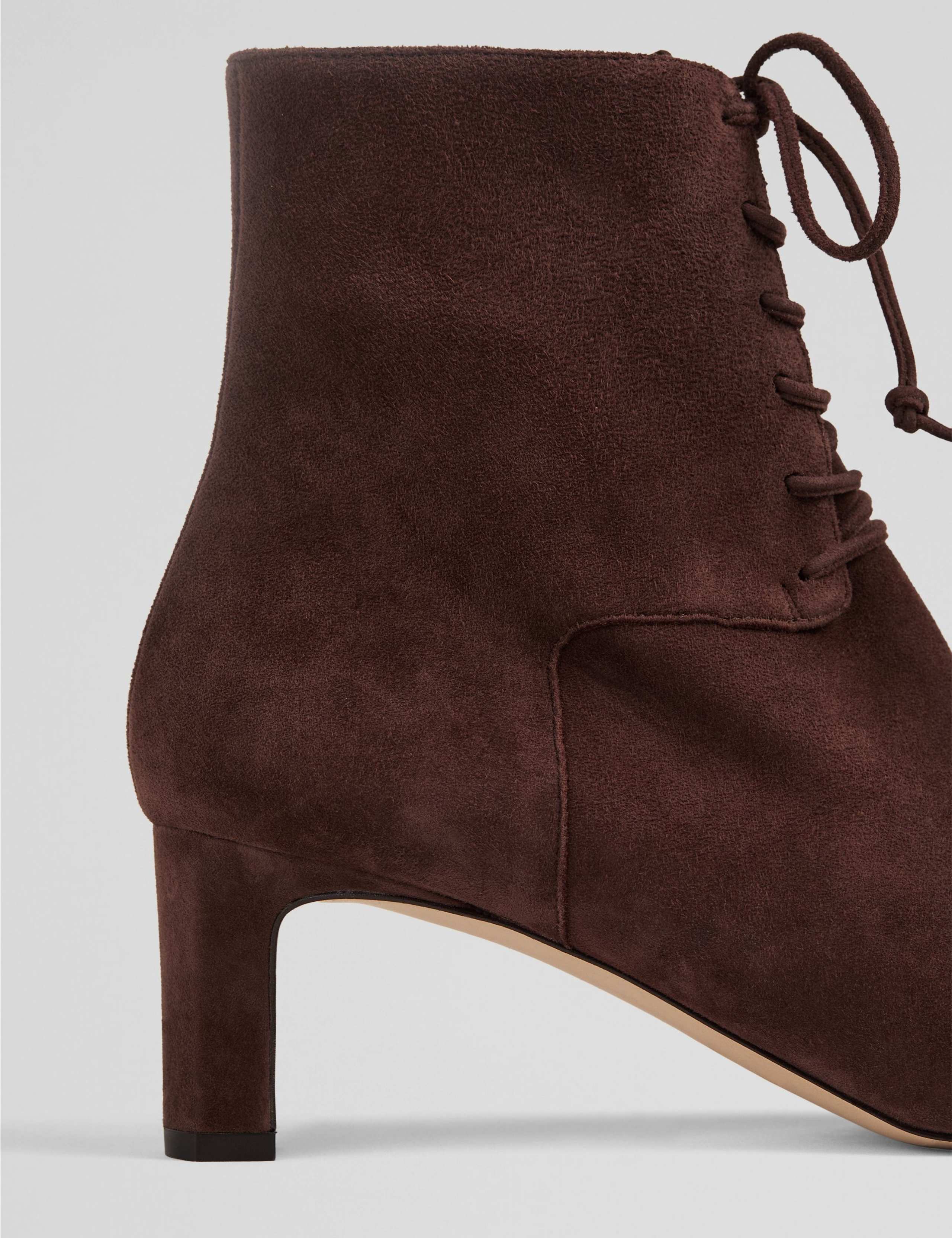 Suede Lace Up Block Heel Ankle Boots 2 of 3