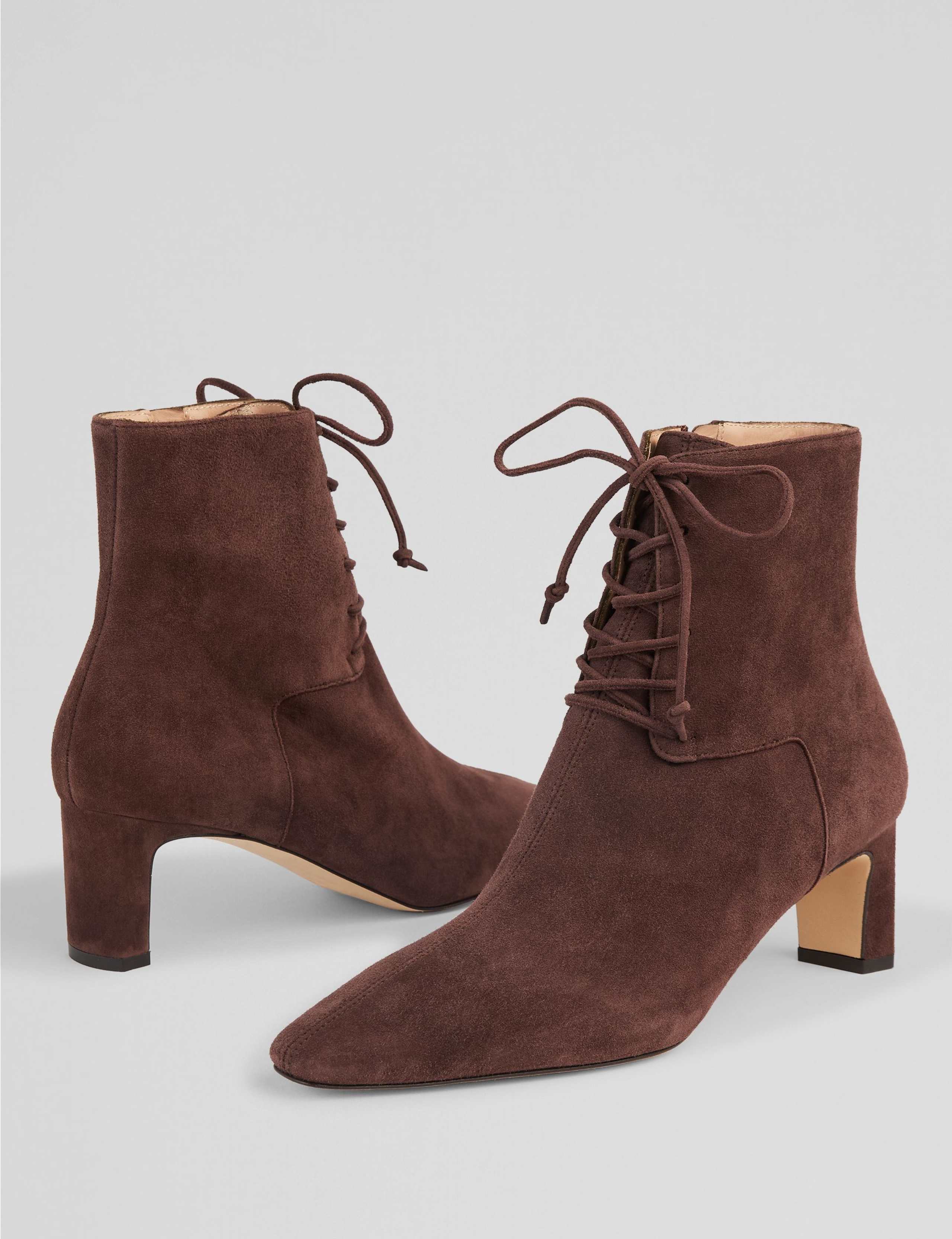 Suede Lace Up Block Heel Ankle Boots 3 of 3