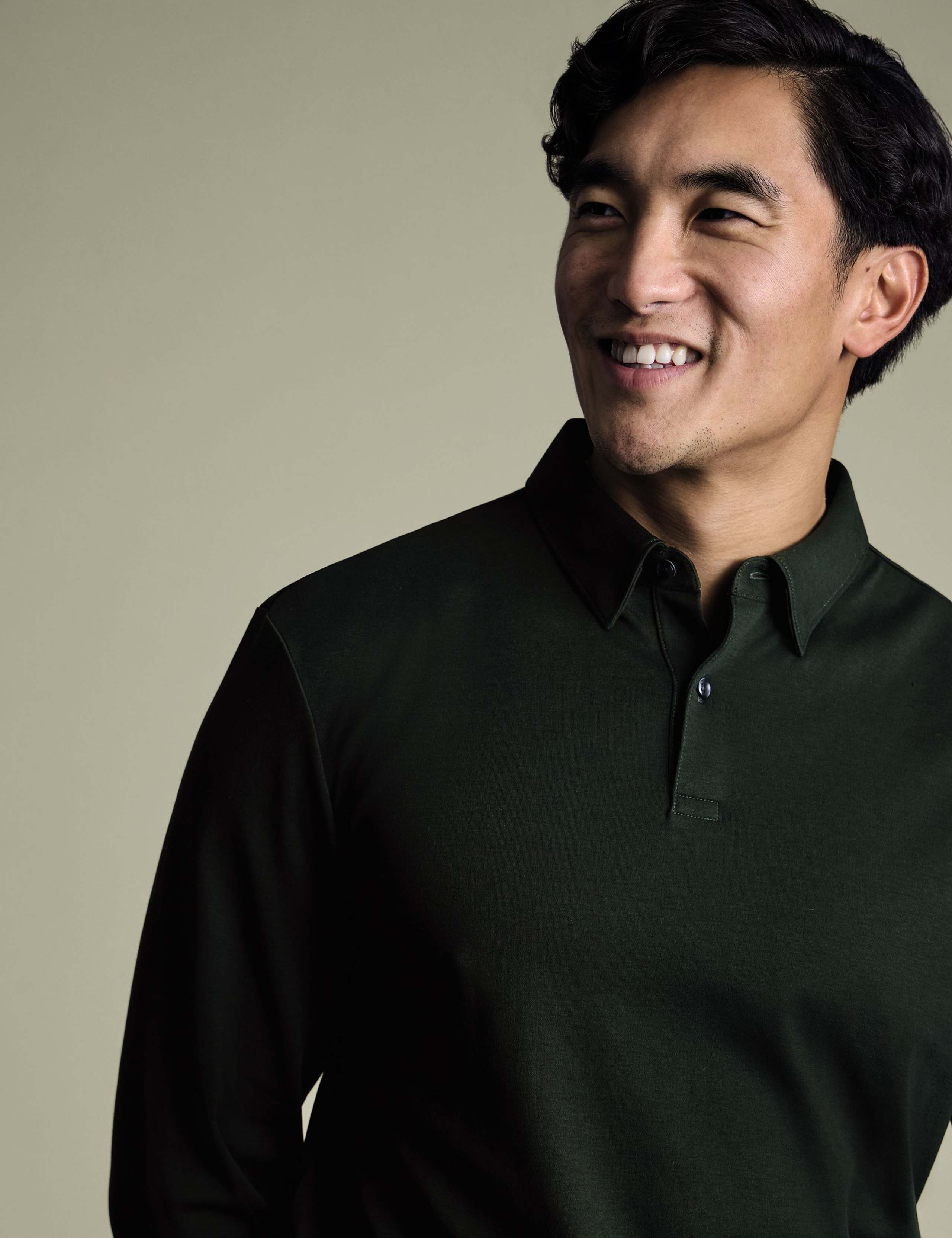 Pure Cotton Jersey Long Sleeve Polo Shirt 2 of 6