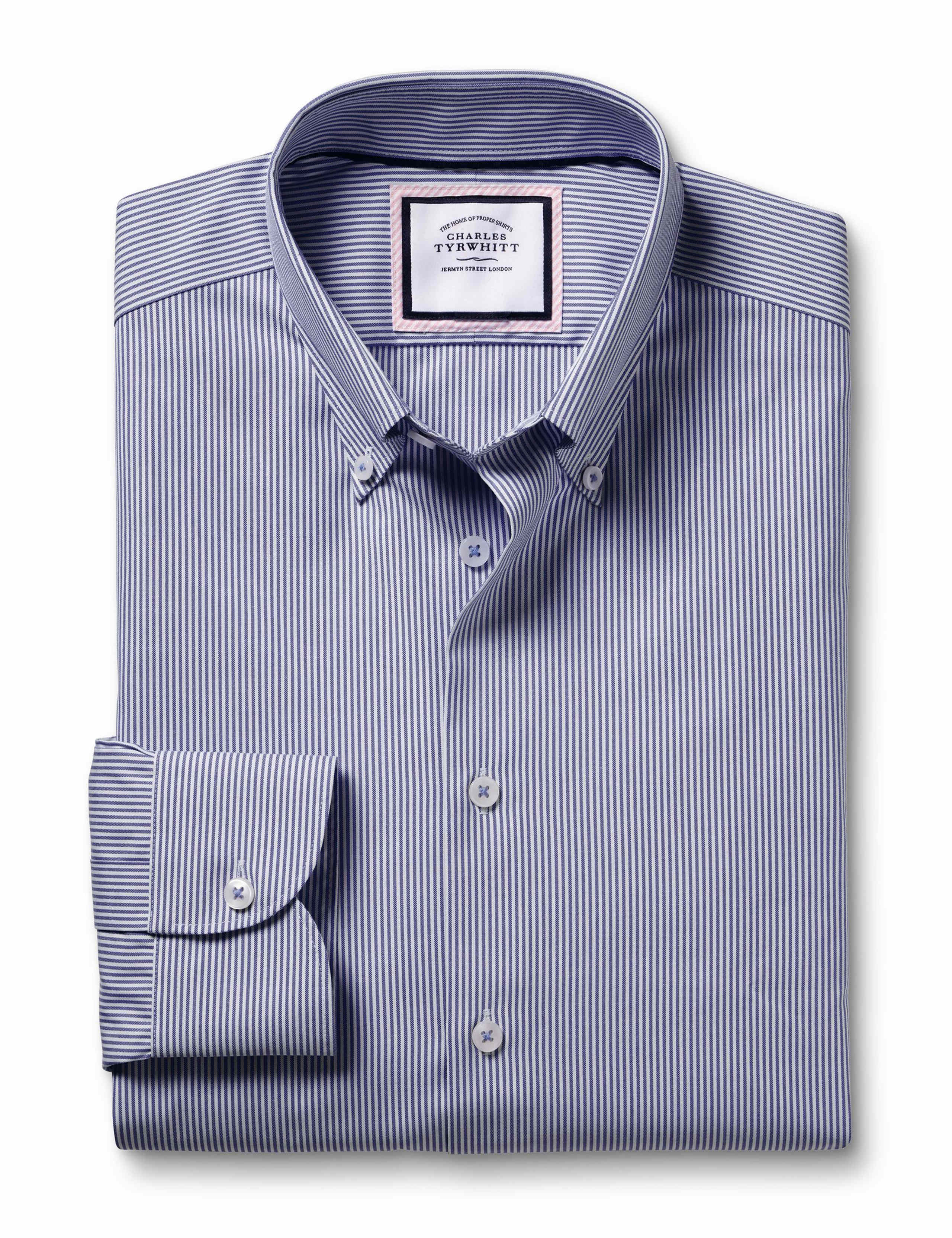 Regular Fit Non Iron Pure Cotton Striped Oxford Shirt 1 of 6