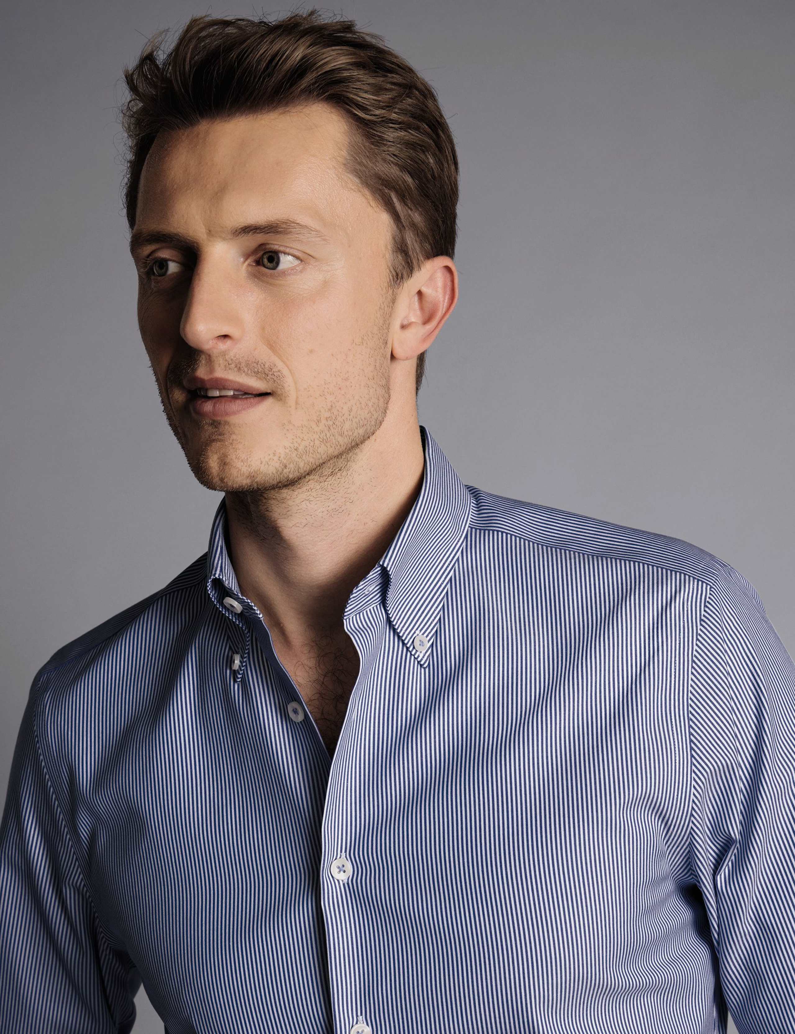 Regular Fit Non Iron Pure Cotton Striped Oxford Shirt 2 of 6