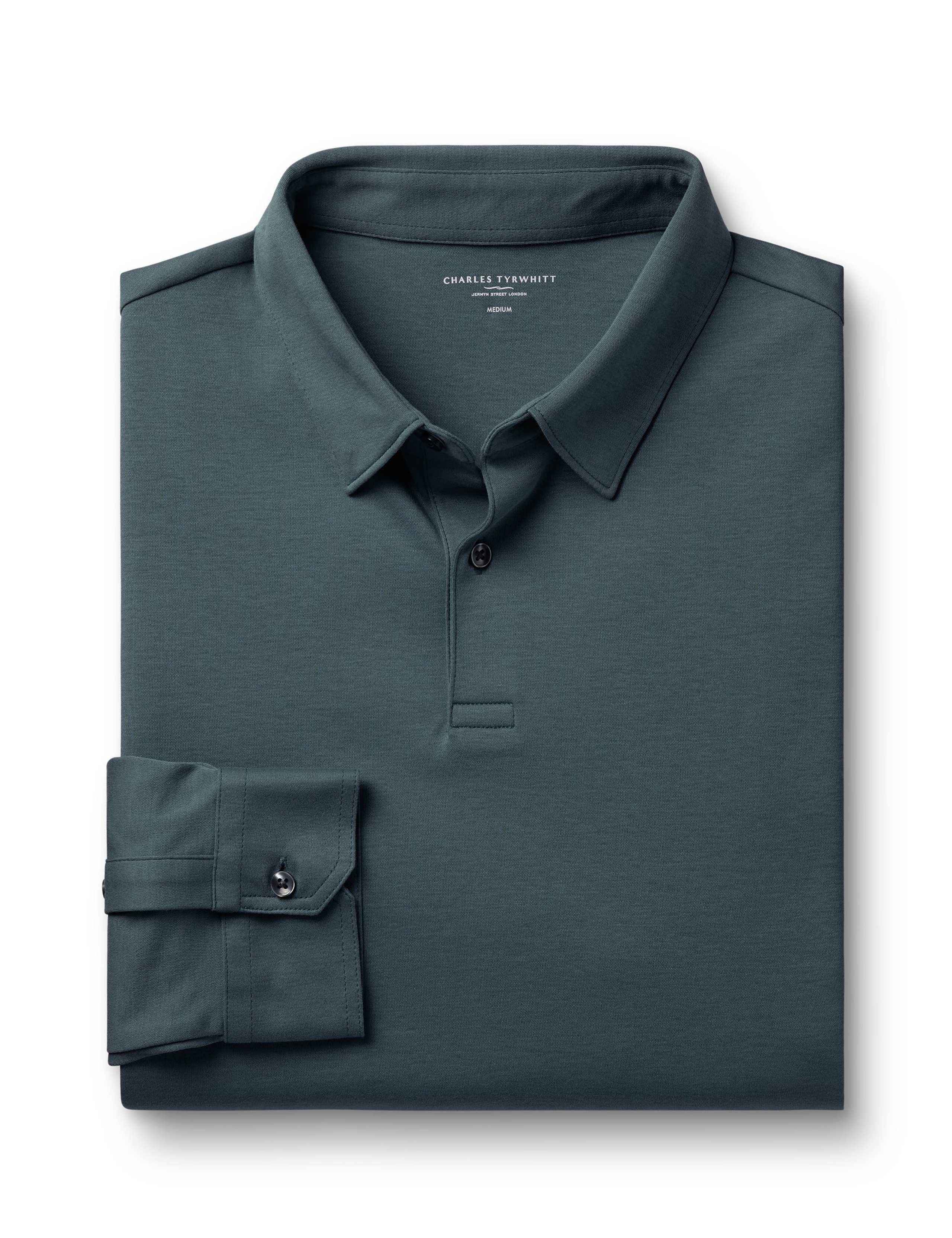 Pure Cotton Jersey Long Sleeve Polo Shirt 4 of 6