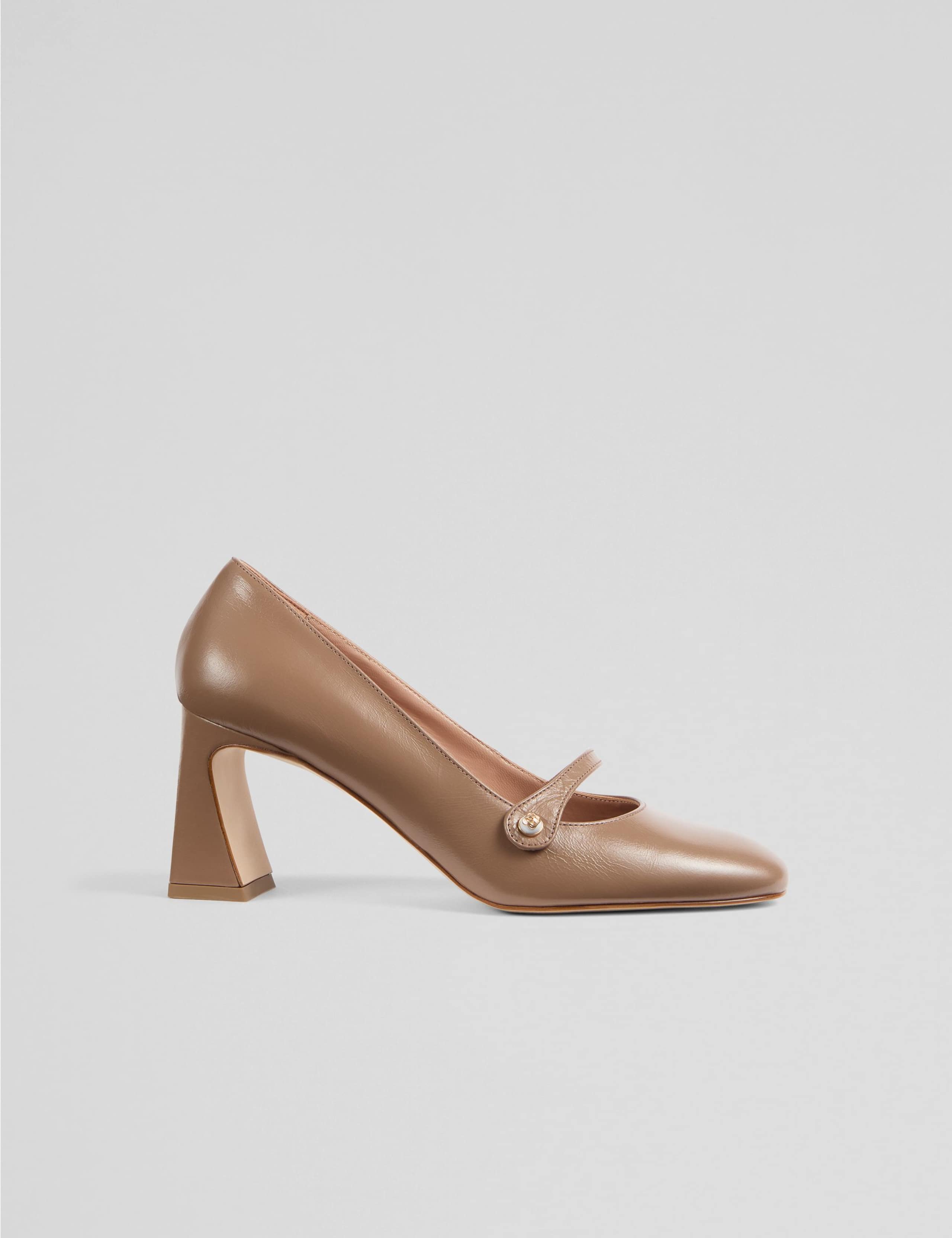 Leather Block Heel Court Shoes 1 of 4