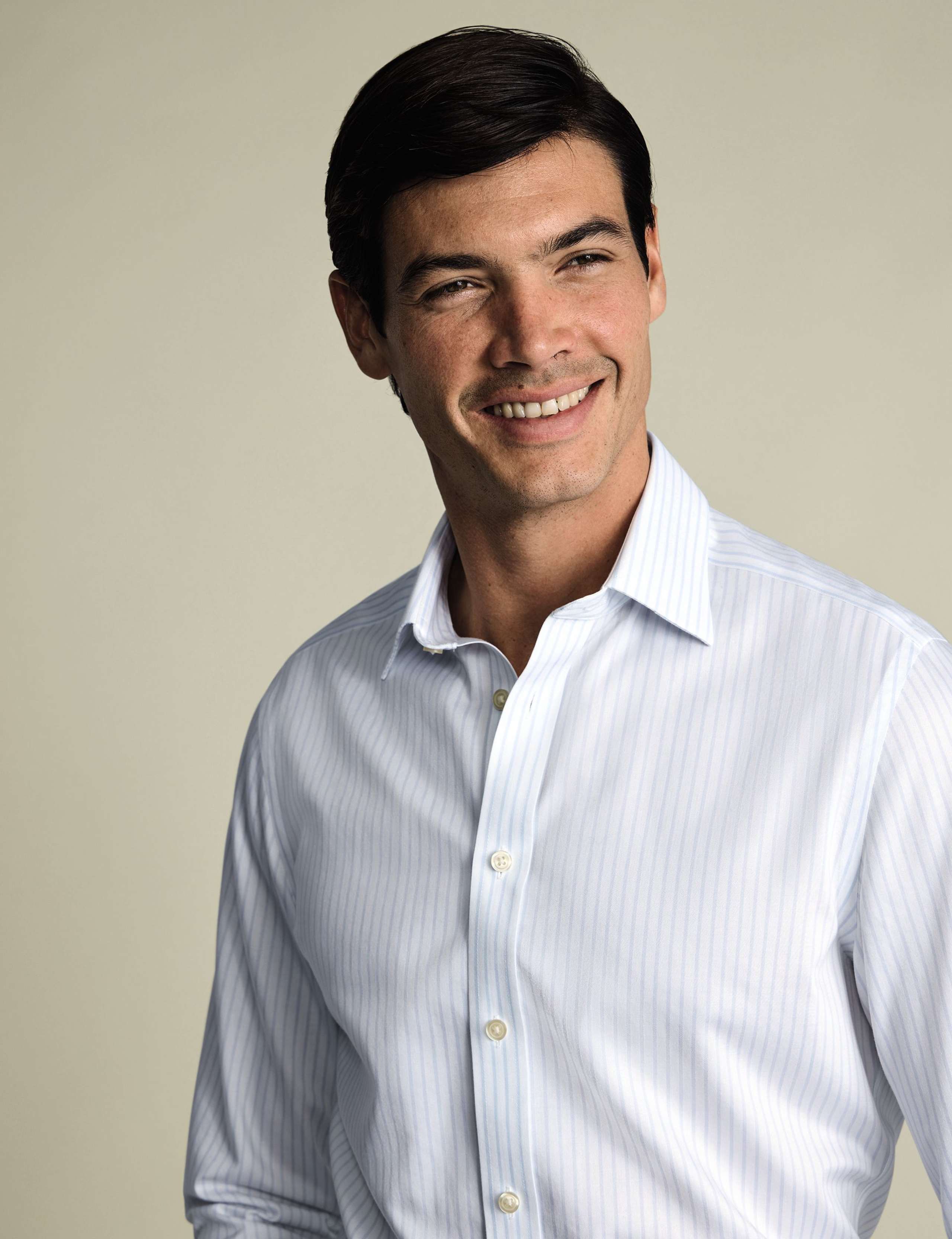 Slim Fit Non Iron Pure Cotton Striped Shirt 2 of 6