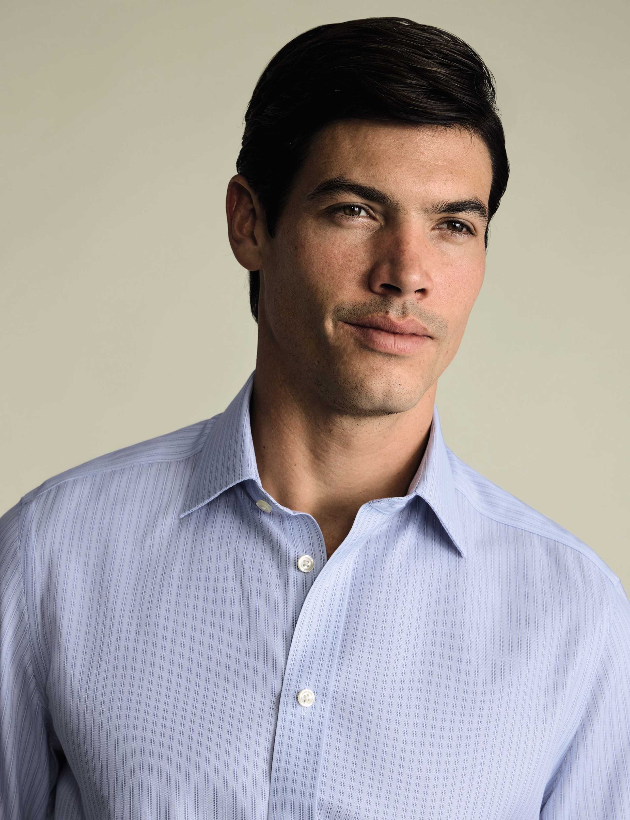 Slim Fit Non Iron Pure Cotton Striped Shirt 2 of 6