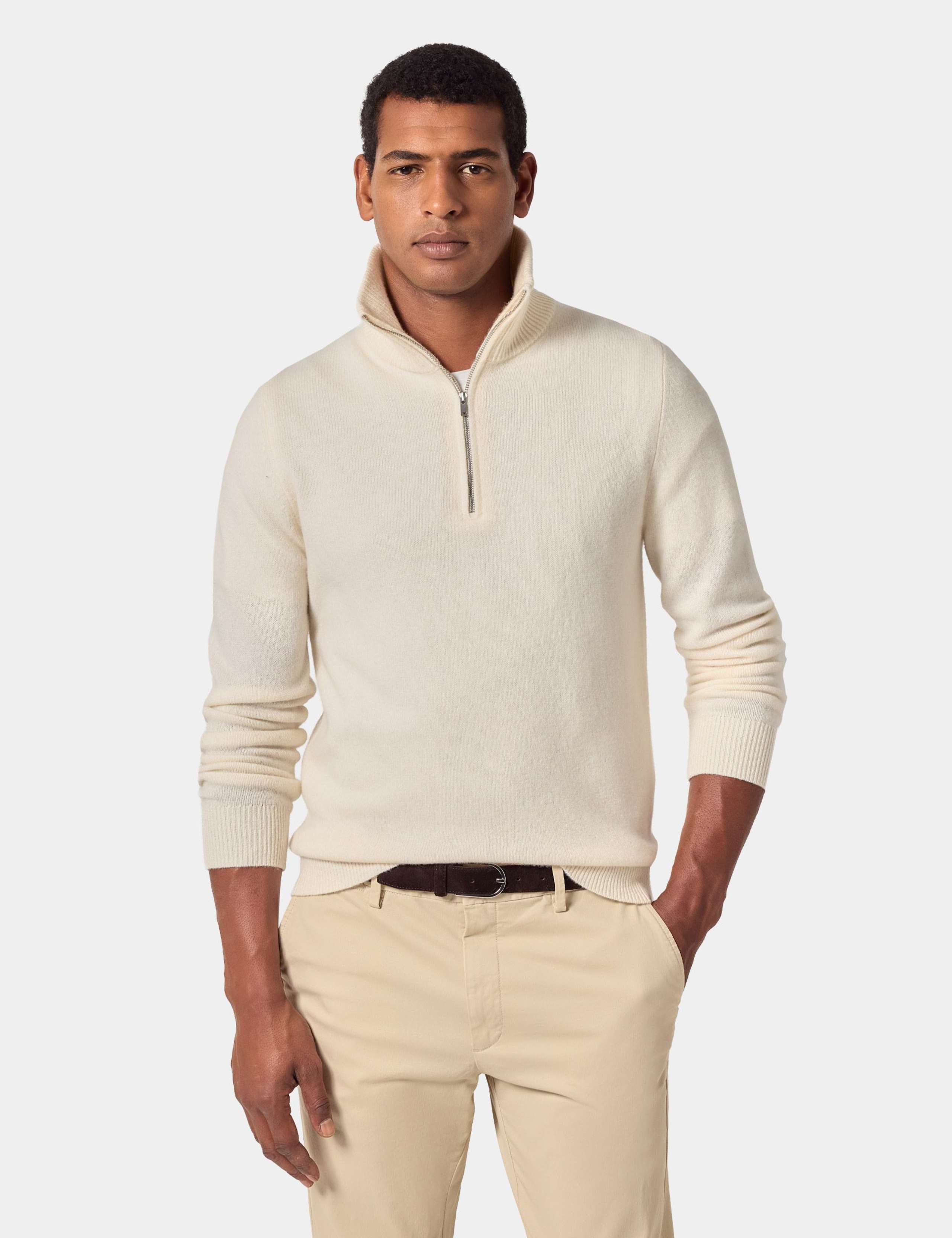 Pure Lambswool Funnel Neck Half Zip Jumper 1 of 2