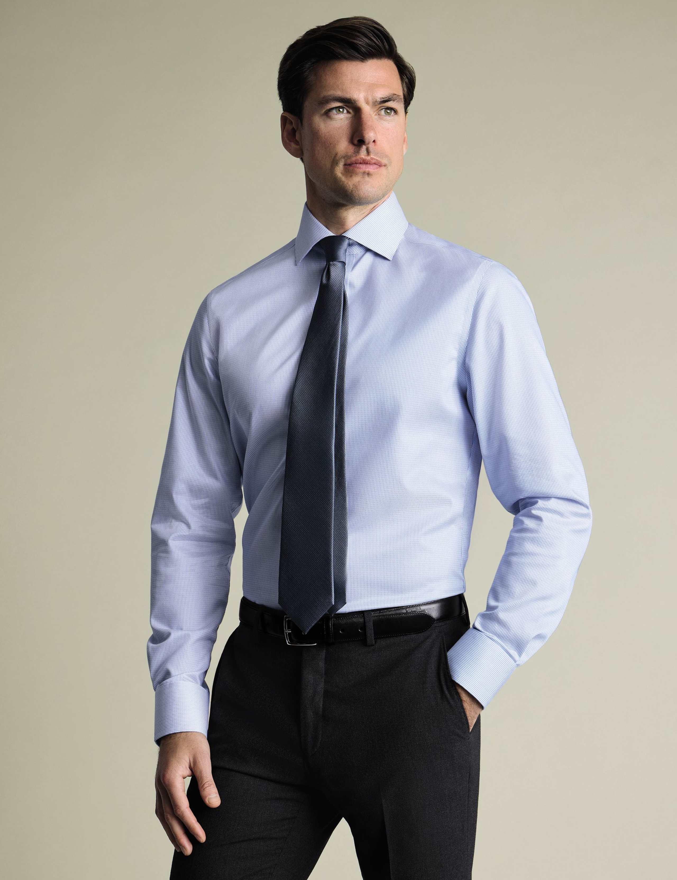 Slim Fit Non Iron Pure Cotton Striped Shirt 1 of 6