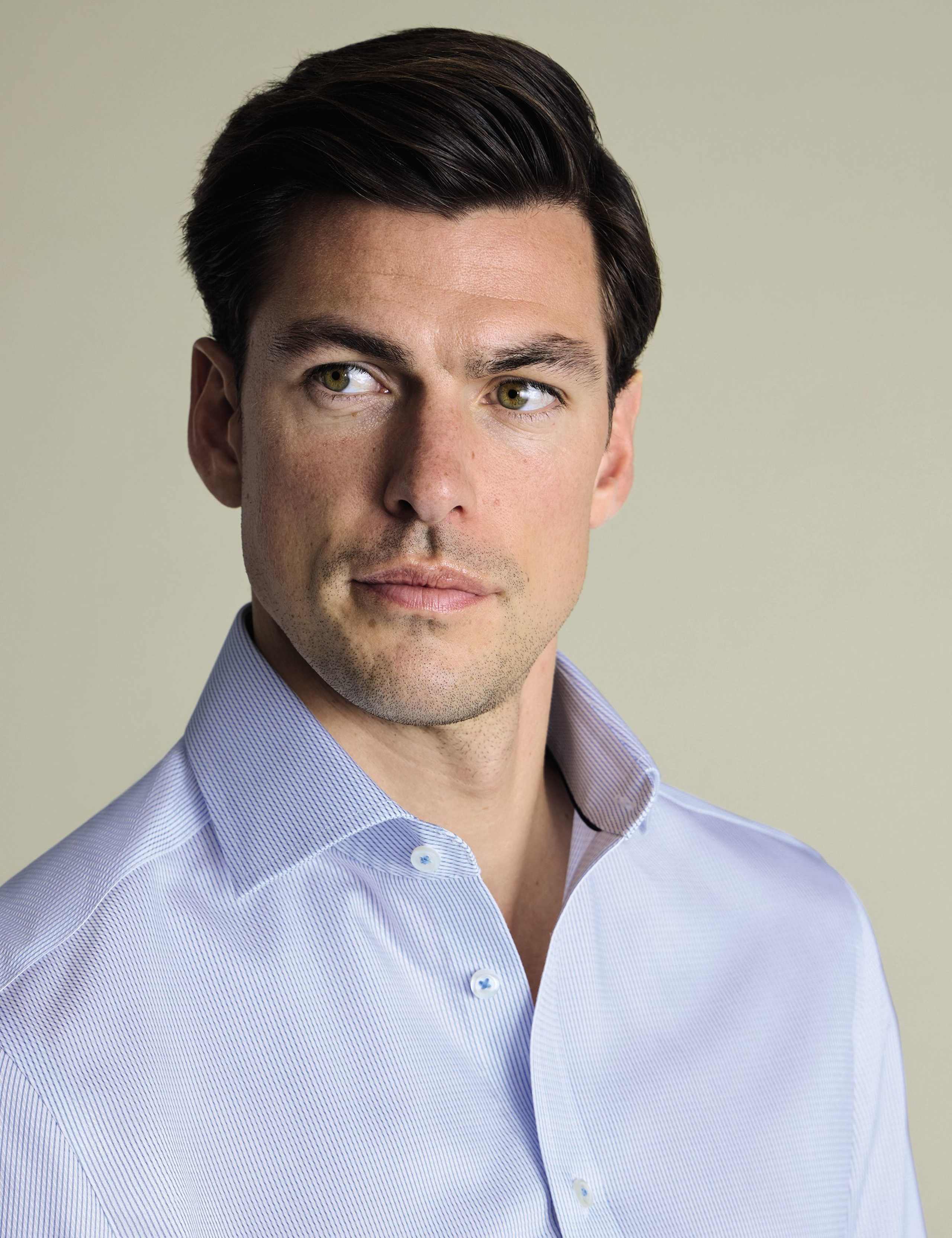 Slim Fit Non Iron Pure Cotton Striped Shirt 2 of 6